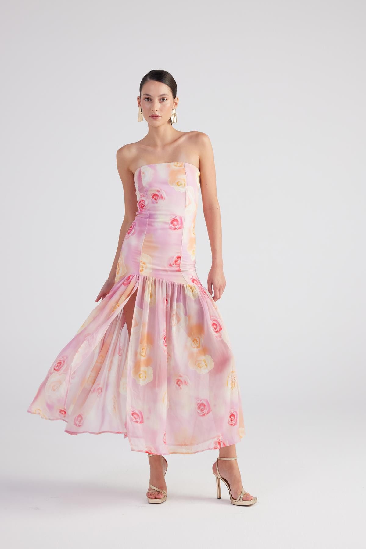 HOLLY LOLLY Midikleid Blumen Chiffon Maxi Kleid
