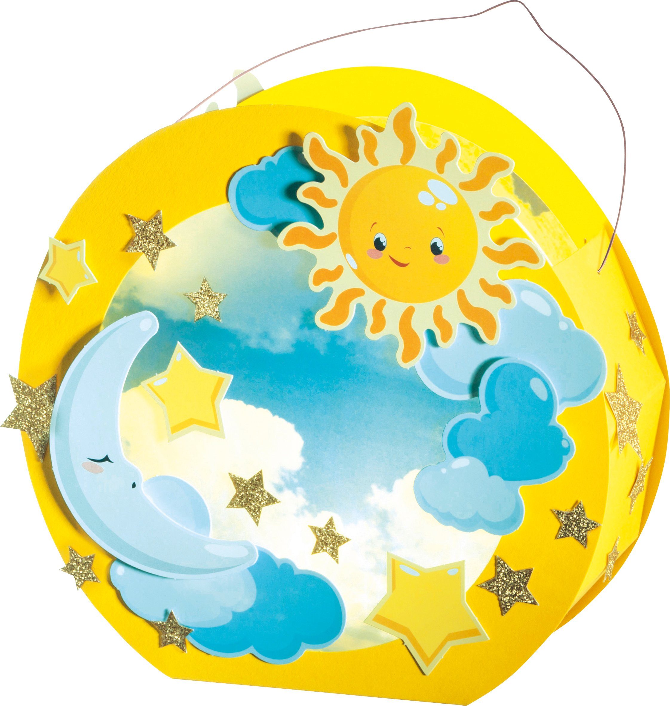 Folia Papierlaterne Sonne, Mond und Sterne, mit LED-Beleuchtung, 17,5 cm günstig online kaufen