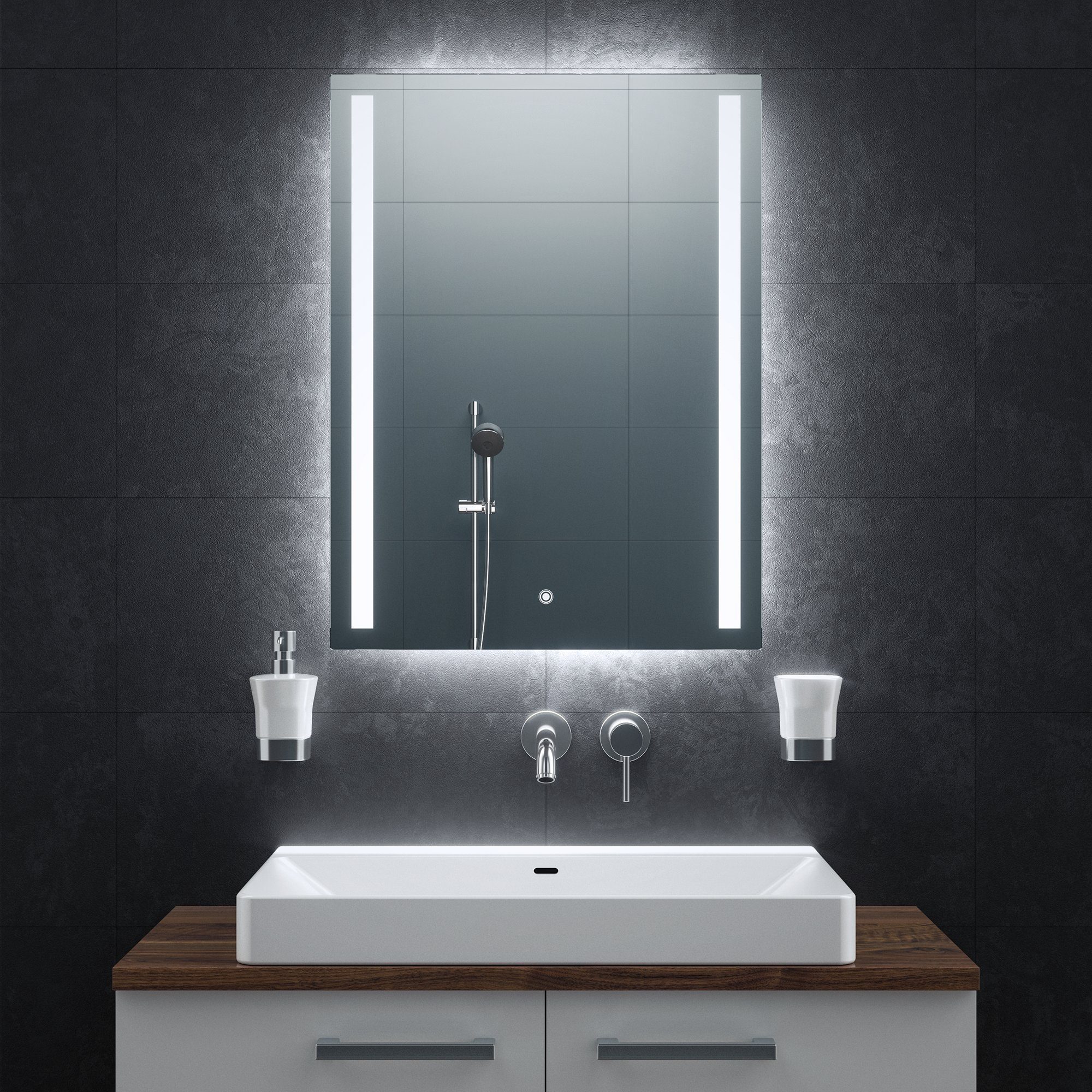 Bringer Badspiegel BRS103, Badezimmerspiegel mit Anti-Beschlag und Speicherfunktion, 60x80cm