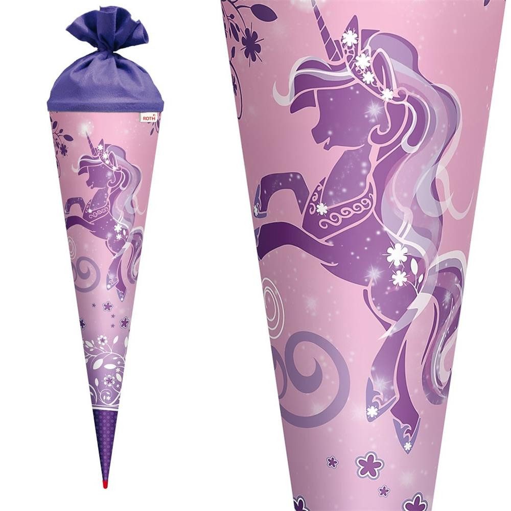 Roth Schultüte Purple Unicorn, 70 cm mit Glitter, Roth-Spitze, Zuckertüte