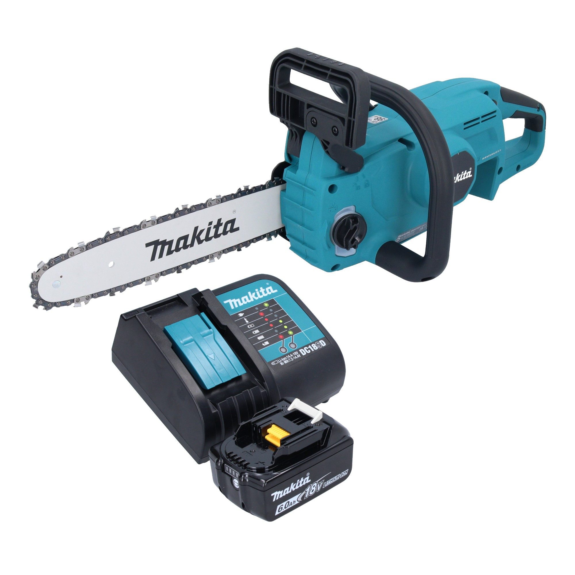 Makita Akku-Kettensäge DUC 307 SGX3 18 V 30 cm Brushless + 1x Akku 6,0 Ah + Ladegerät