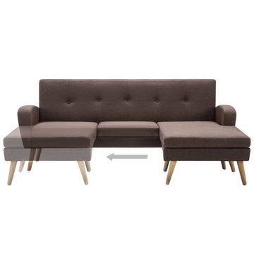 vidaXL Sofa Sofa in L-Form Stoffbezug 186 x 136 x 79 cm Braun