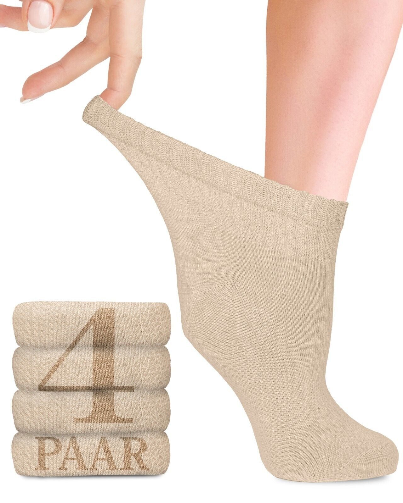 Fiera Besa Diabetikersocken Diabetiker Socken Damen mit Lycra, 4 Paar, Knöchelhoch
