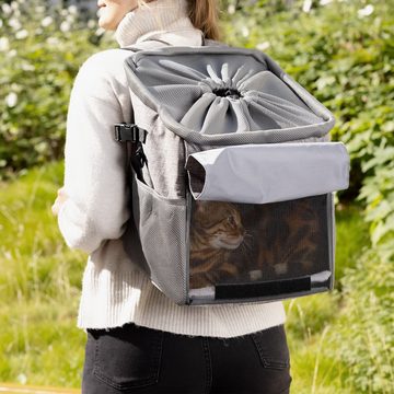 Navaris Tiertransporttasche Rucksack für Hunde Katzen - 31x27x27cm - Hundefahrradkorb bis 10 kg