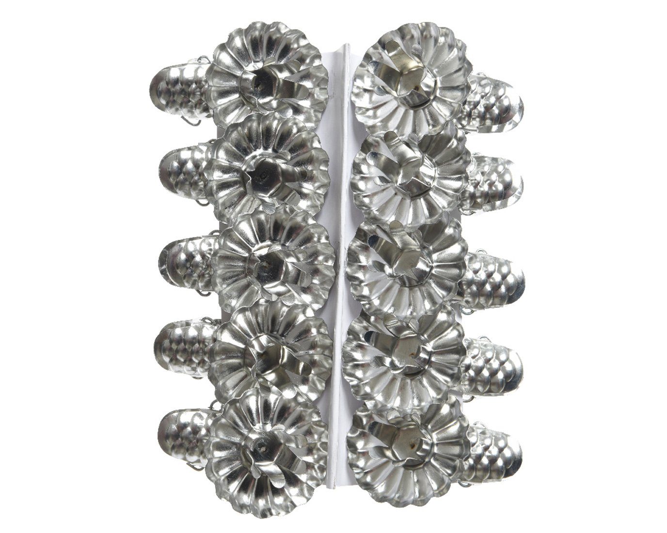 Decoris season decorations Kerzenhalter, Baumkerzenhalter Metall mit Clip in Zapfenform 10er Set silber