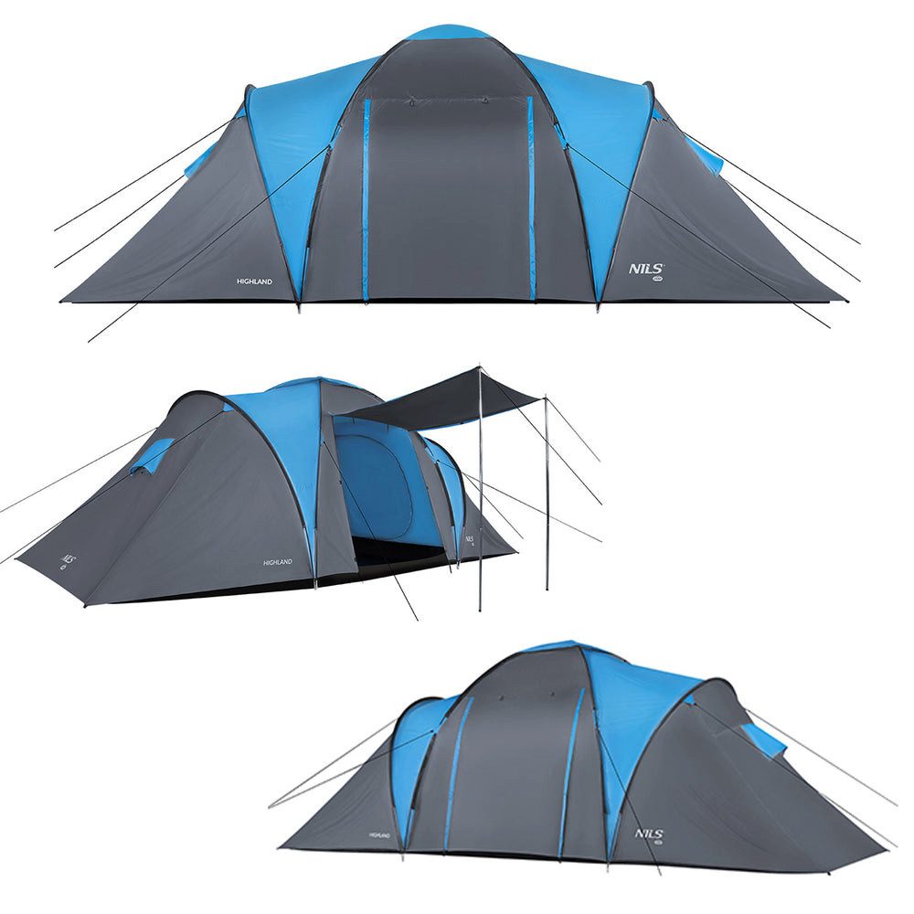 NILS CAMP Gruppenzelt Campingzelt 6 Personen Familienzelt, Personen: 6 (Spar-Set, Geräumigkeit), geräumiger Vorraum eignet sich ideal zum Verstauen von Ausrüstung