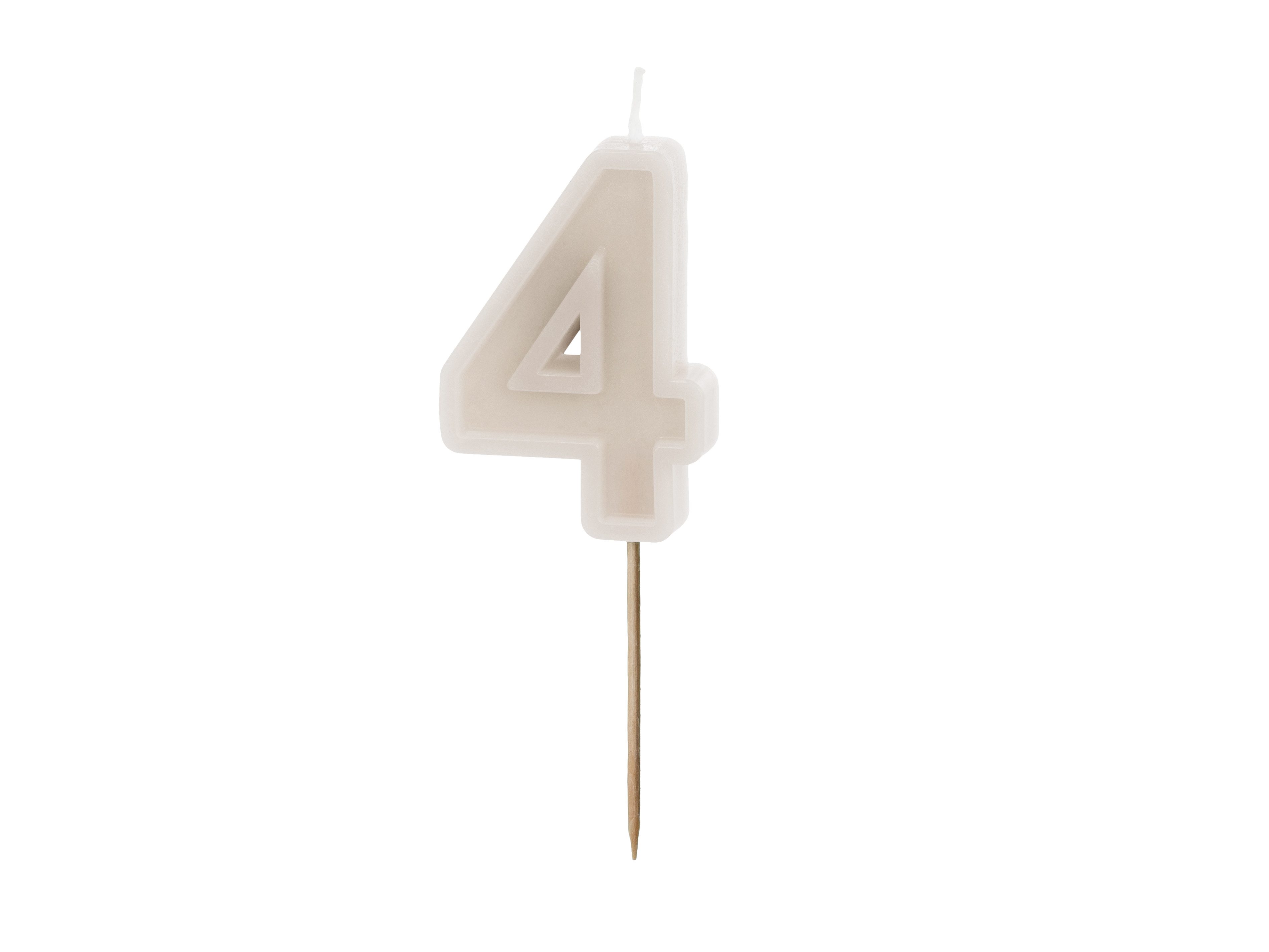 partydeco Geburtstagskerze Zahlenkerze #4, 6 cm Grau