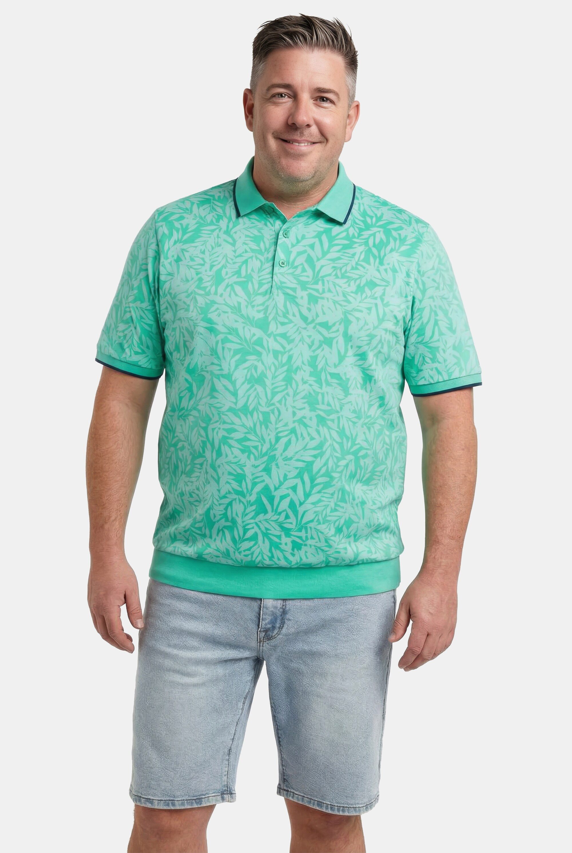 Men Plus Poloshirt Poloshirt Bauchfit Halbarm Alloverprint bis 8 XL
