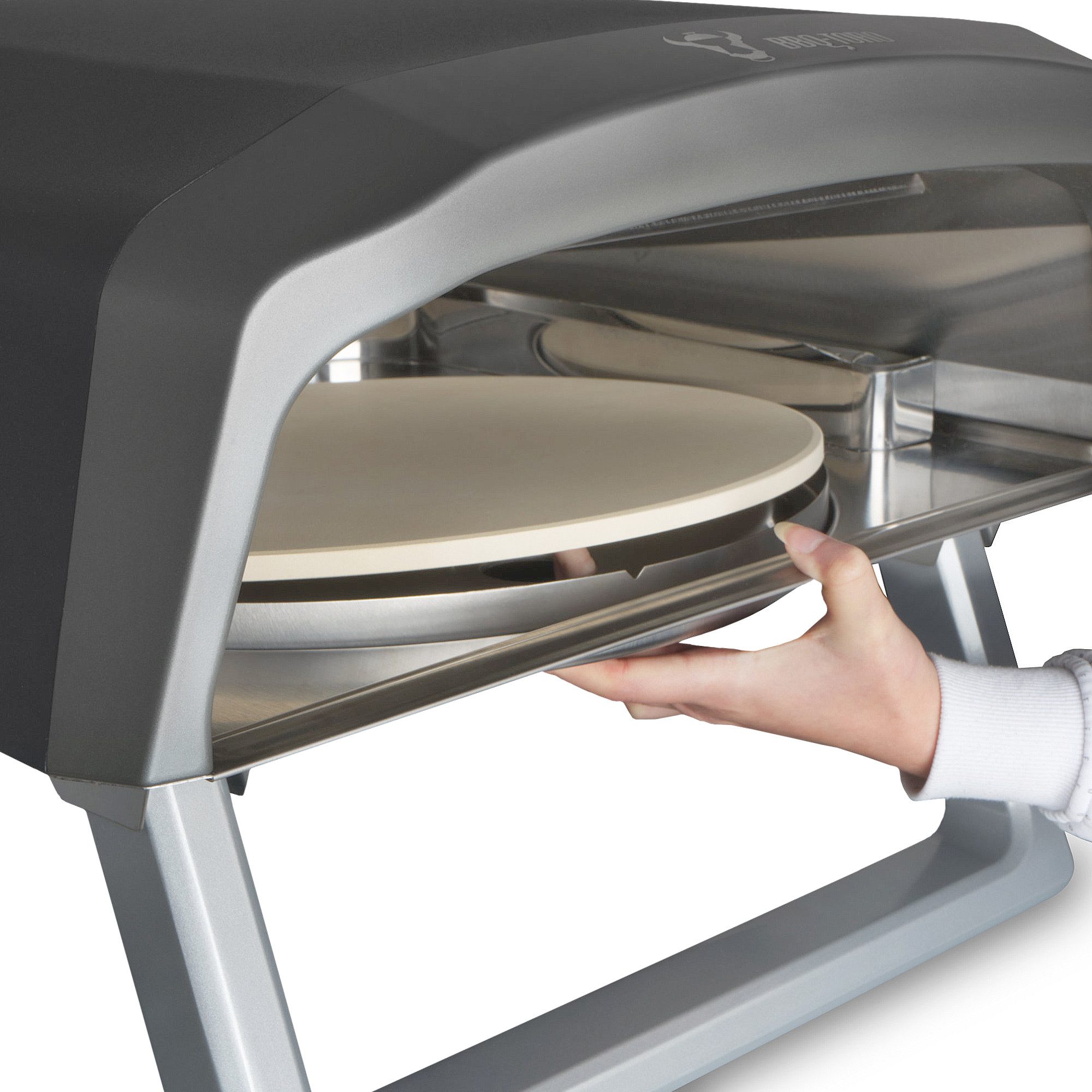 BBQ-Toro Pizzaofen Gas Pizzaofen mit Drehteller, mobiler Pizza Ofen mit Drehfunktion, Rutschfeste Füße für festen Stand