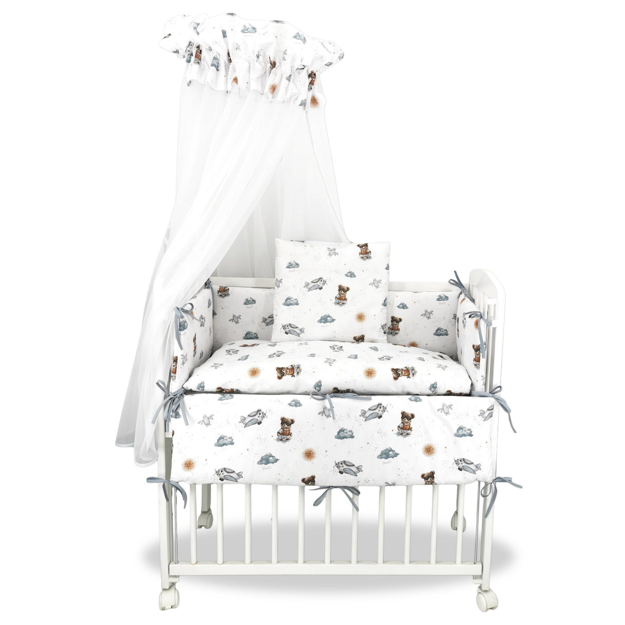 Beistellbett Babybett Teddy Pilot Blau