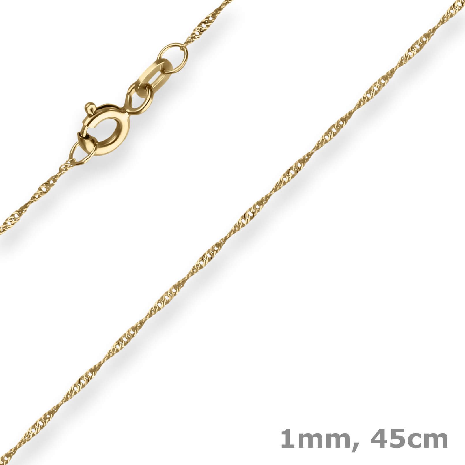 Goldkette 1mm Singapurkette aus 333 Gelbgold 45cm