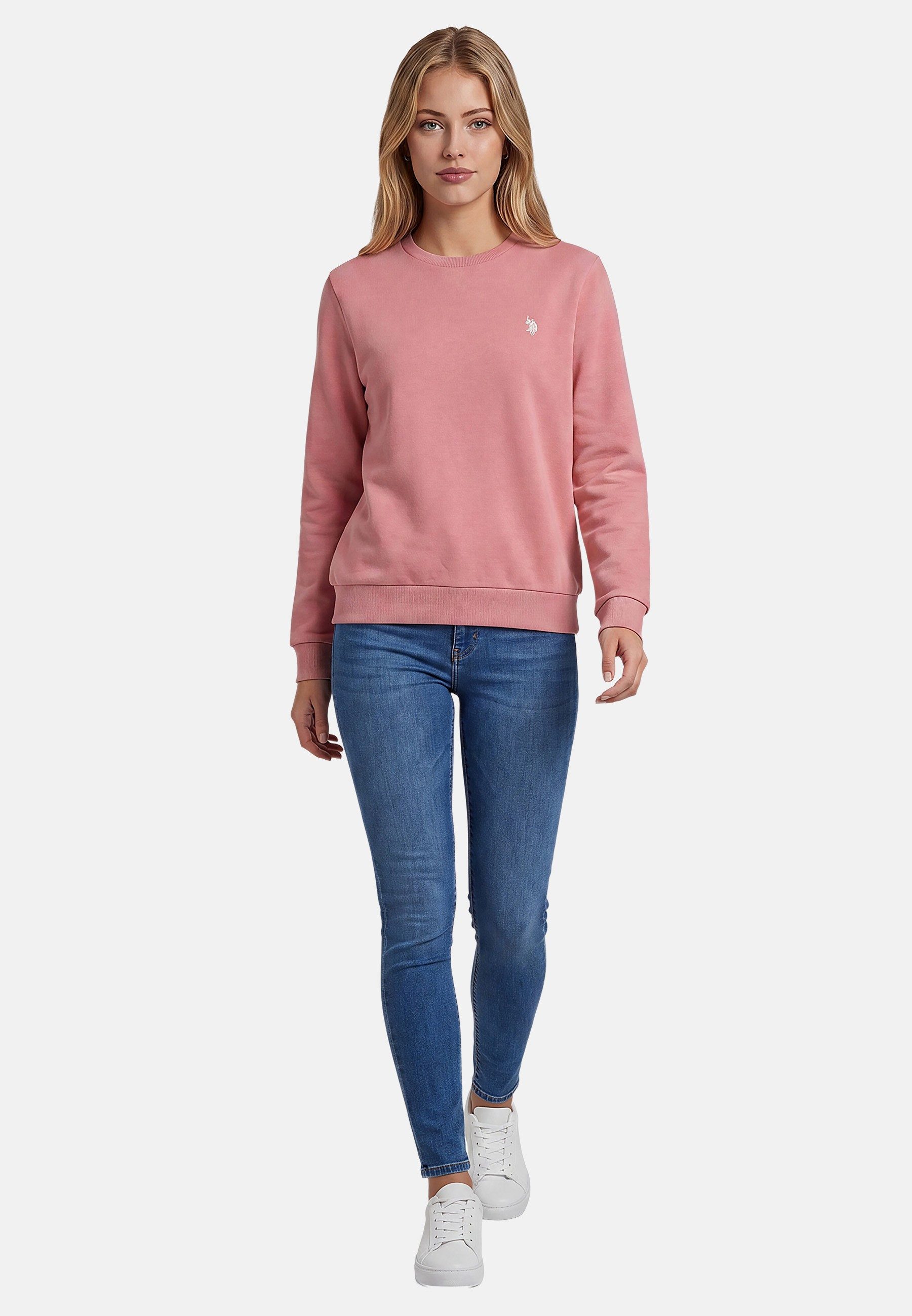 U.S. Polo Assn. Rundhalspullover USZoee – Damen Sweatshirt mit Rundhalsausschnitt Weiche Baumwollmischung, femininer Schnitt und Logo-Stickerei