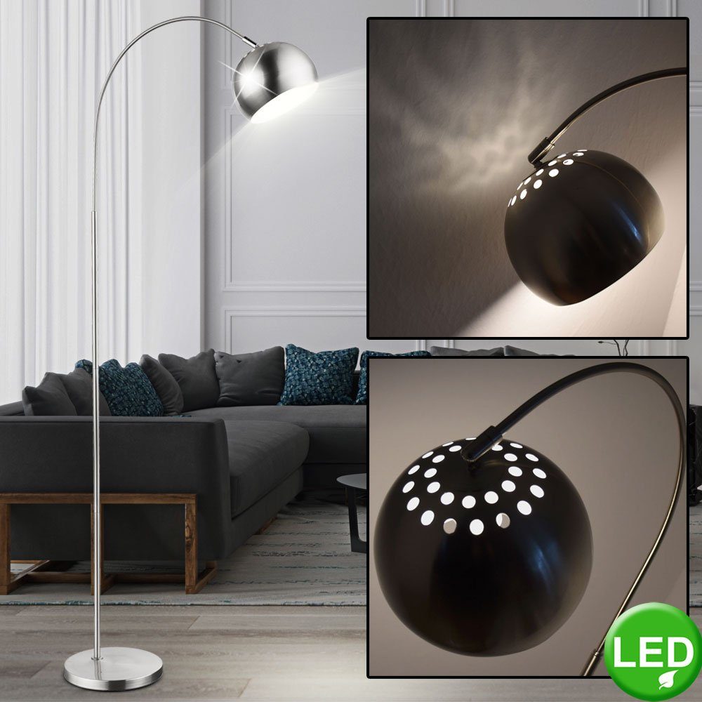 etc-shop LED Stehlampe, Leuchtmittel inklusive, Warmweiß, Bogen Steh Lampe Wohn Zimmer Beleuchtung Chrom Decken