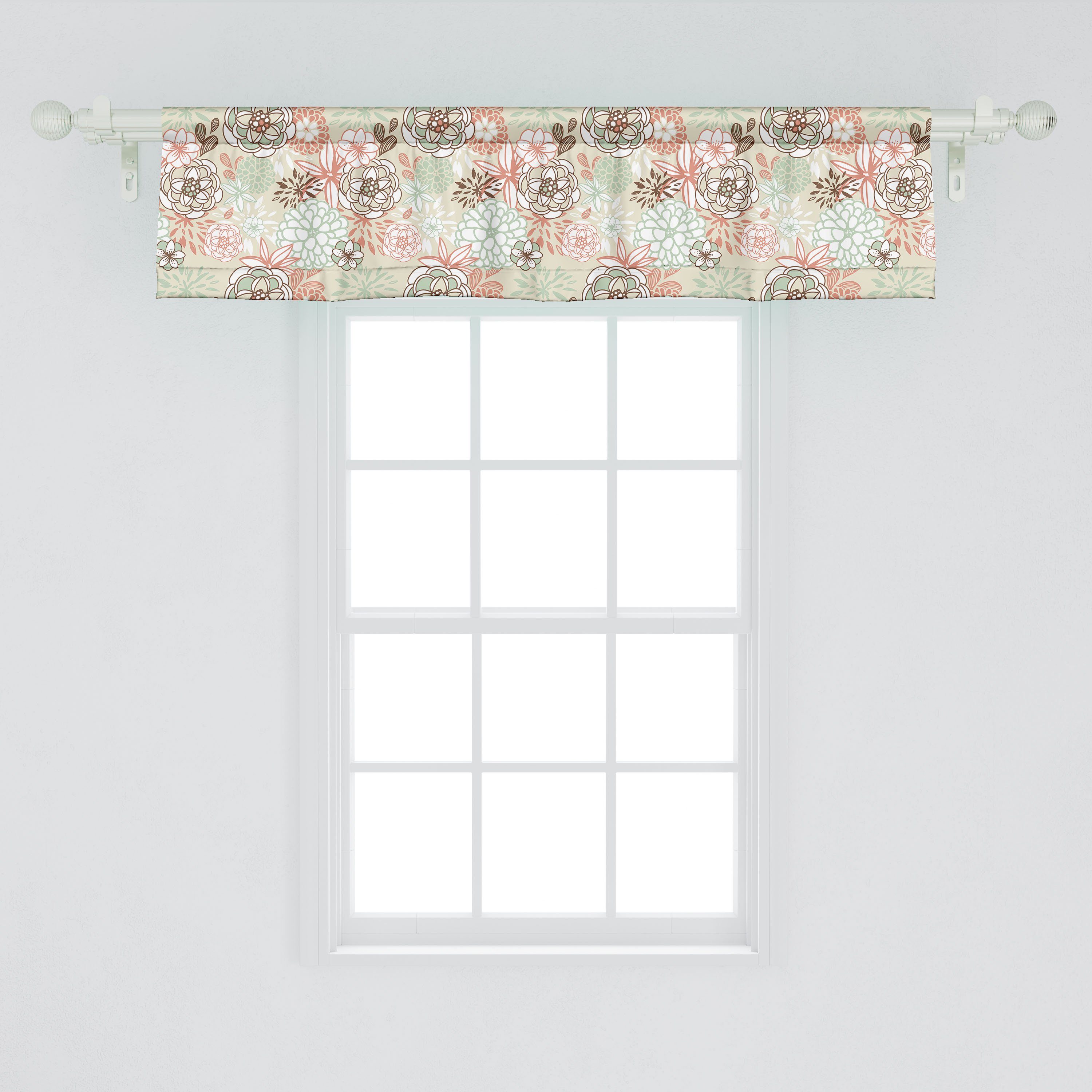 Scheibengardine Vorhang mit Romantische Dekor Stangentasche, Volant Microfaser, Abakuhaus, Schlafzimmer für Küche Blumen Wildblumen
