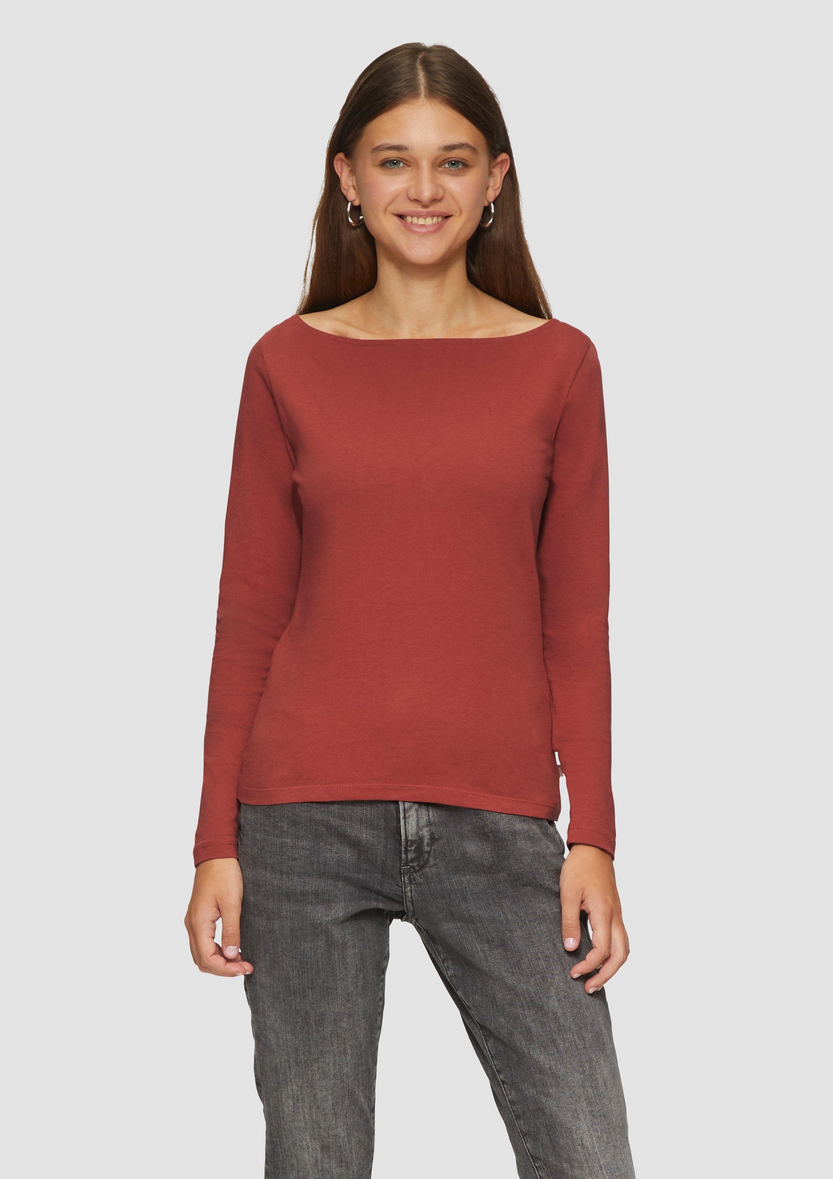 Langarmshirt Baumwollshirt mit U-Boot-Ausschnitt