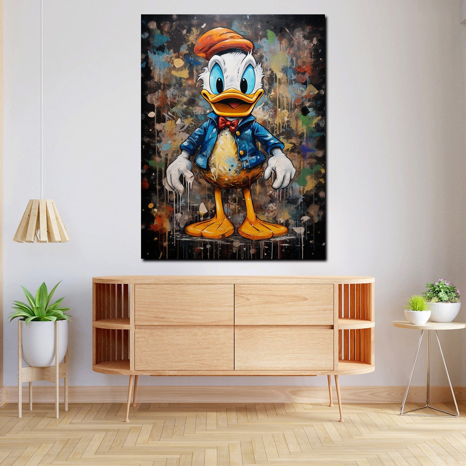 Artedinoi Leinwandbild Comic Duck abstrakt Pop Art Leinwandbild Wandbild Kunstdruck XL Deko, Comic-Ente, abstrakt