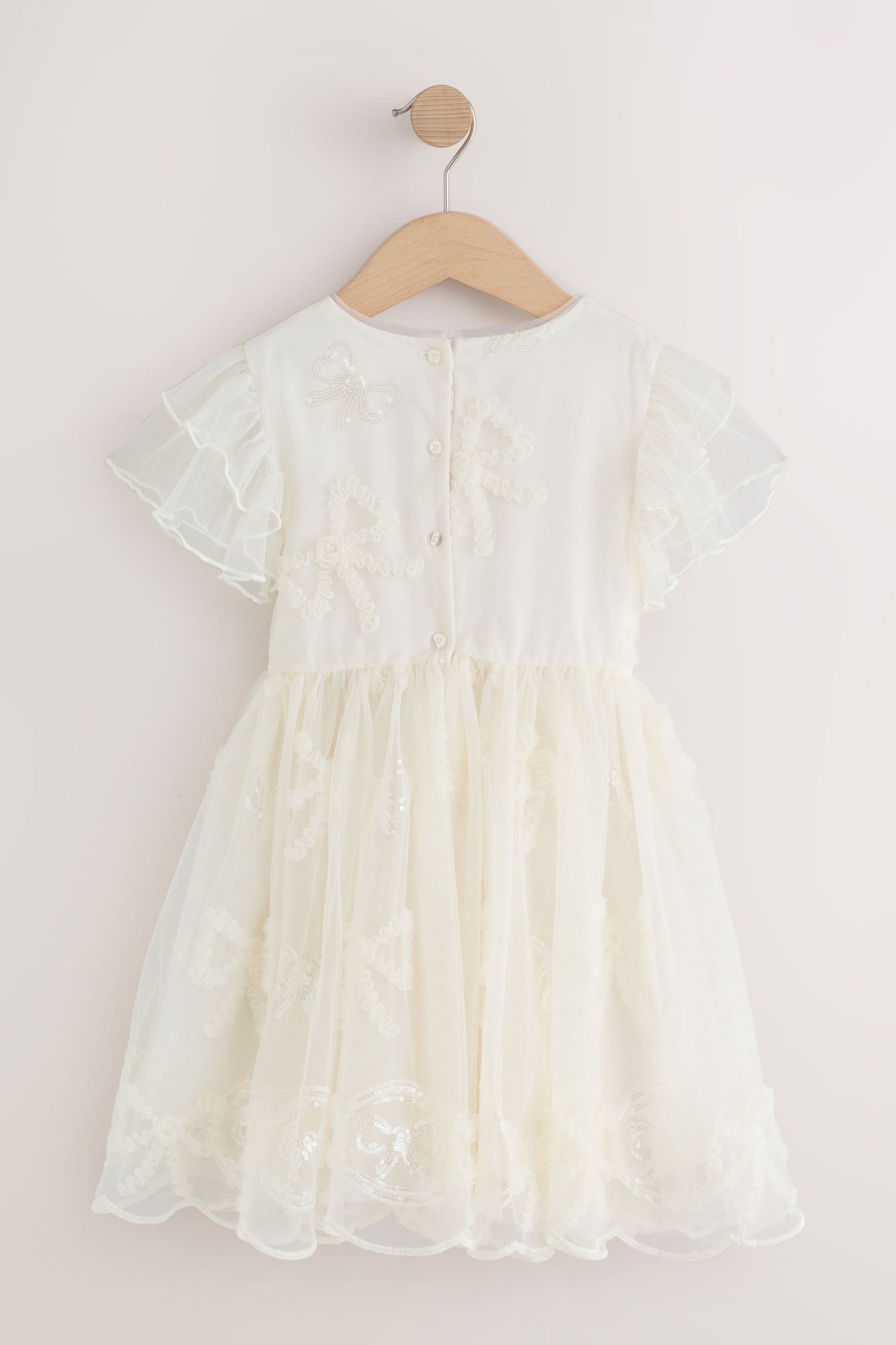 Next Partykleid Festliches Mesh-Kleid mit Schleife und Verzierung (1-tlg)