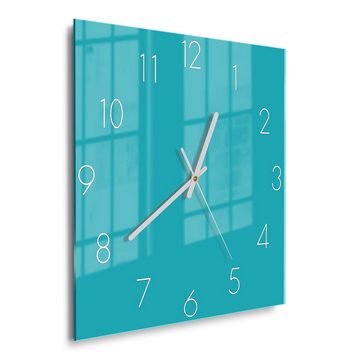 DEQORI Wanduhr 'Unifarben - Türkis' (Glas Glasuhr modern Wand Uhr Design Küchenuhr)