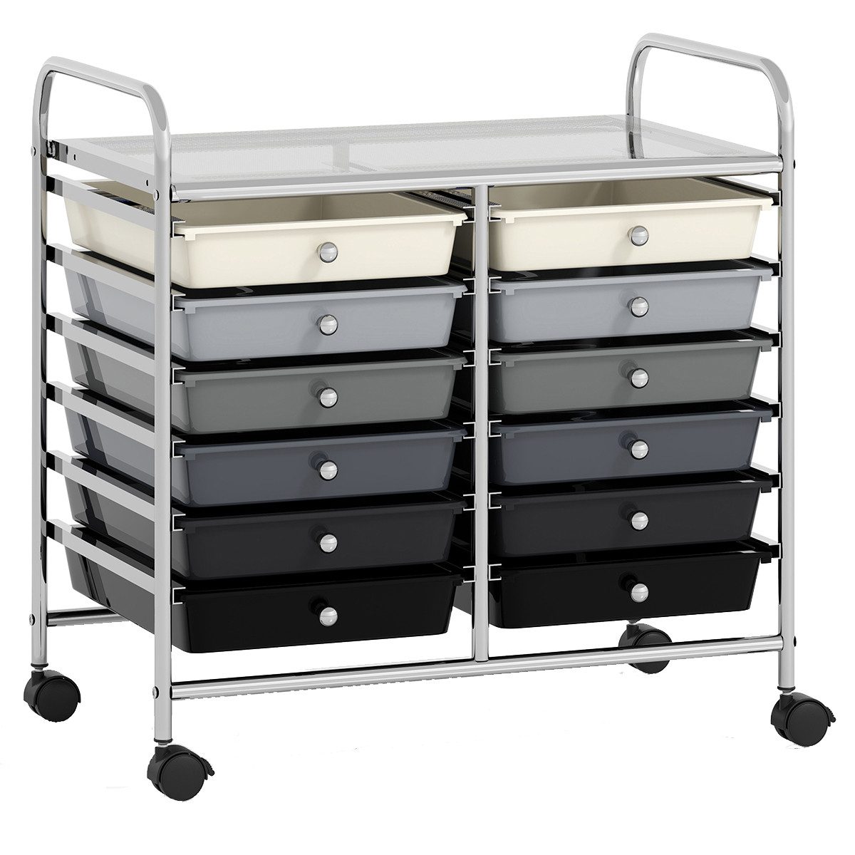 COSTWAY Rollcontainer, mit Schubladen Kunststoff, Rollwagen mit Rollen