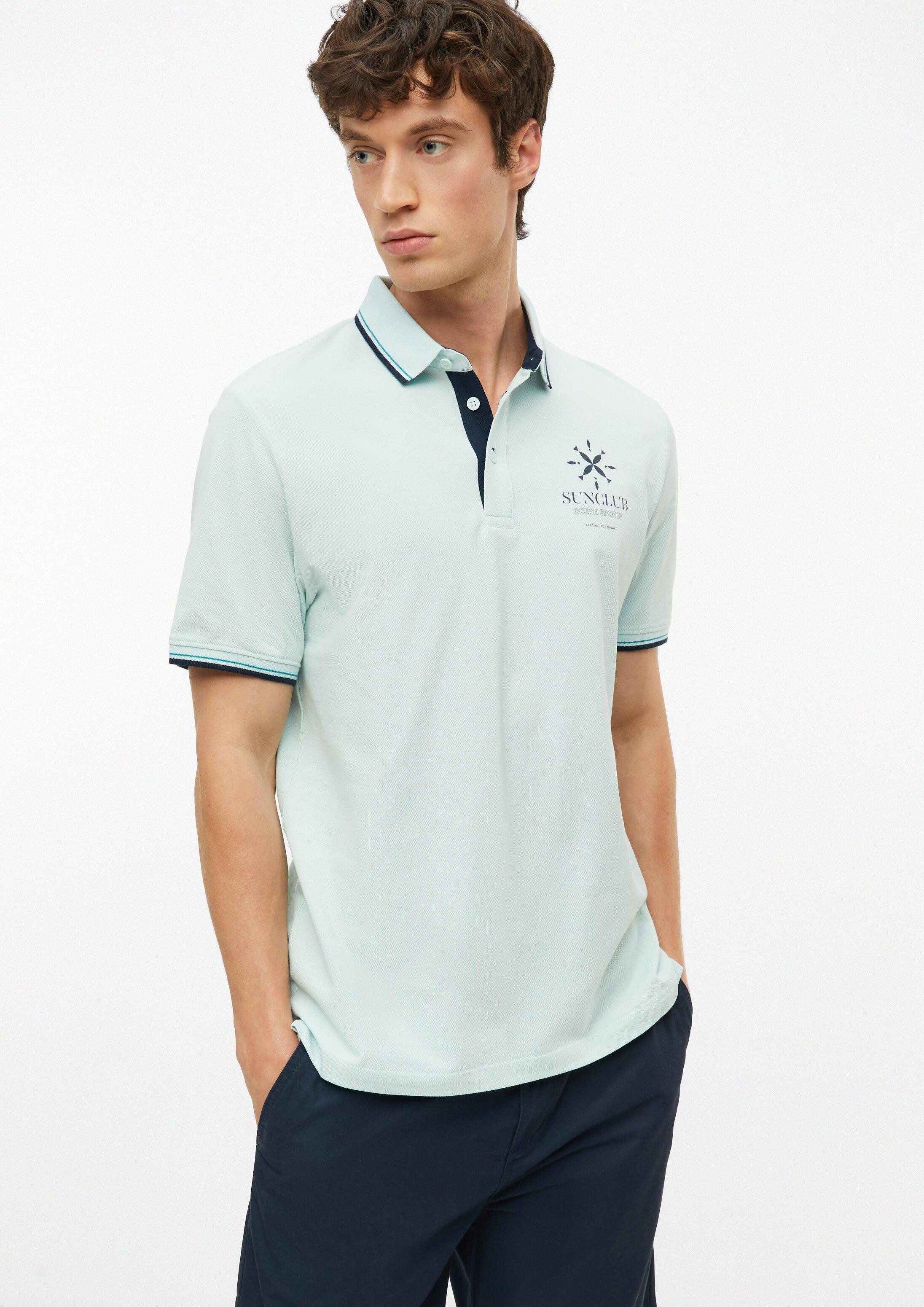 s.Oliver Kurzarmshirt Polo-Shirt Poloshirt aus Baumwollpiqué mit Kontrast-Details