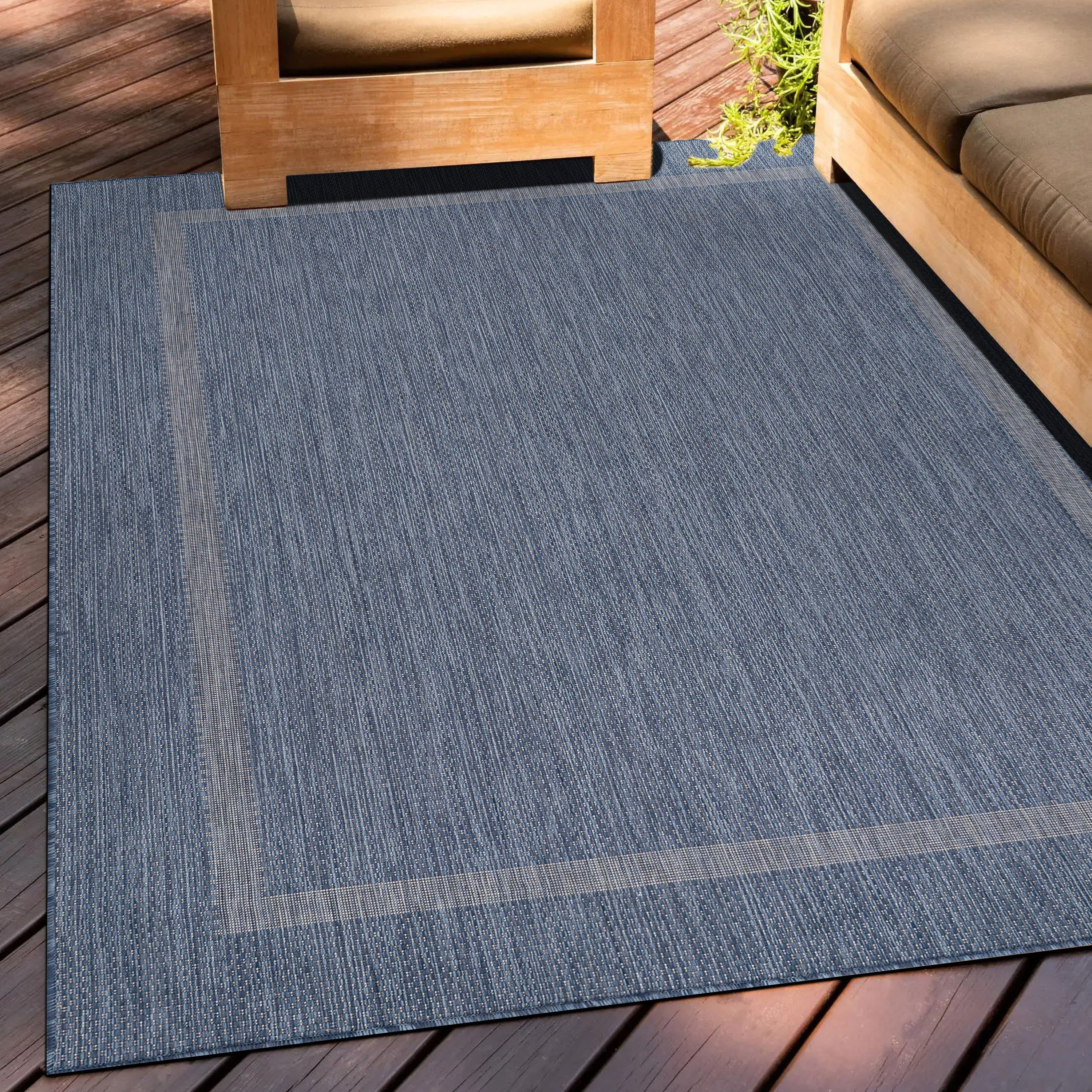 Teppich Unicolor - Einfarbig, Teppium, Läufer, Höhe: 5 mm, Teppich Küche, Balkon, Terrasse Blau