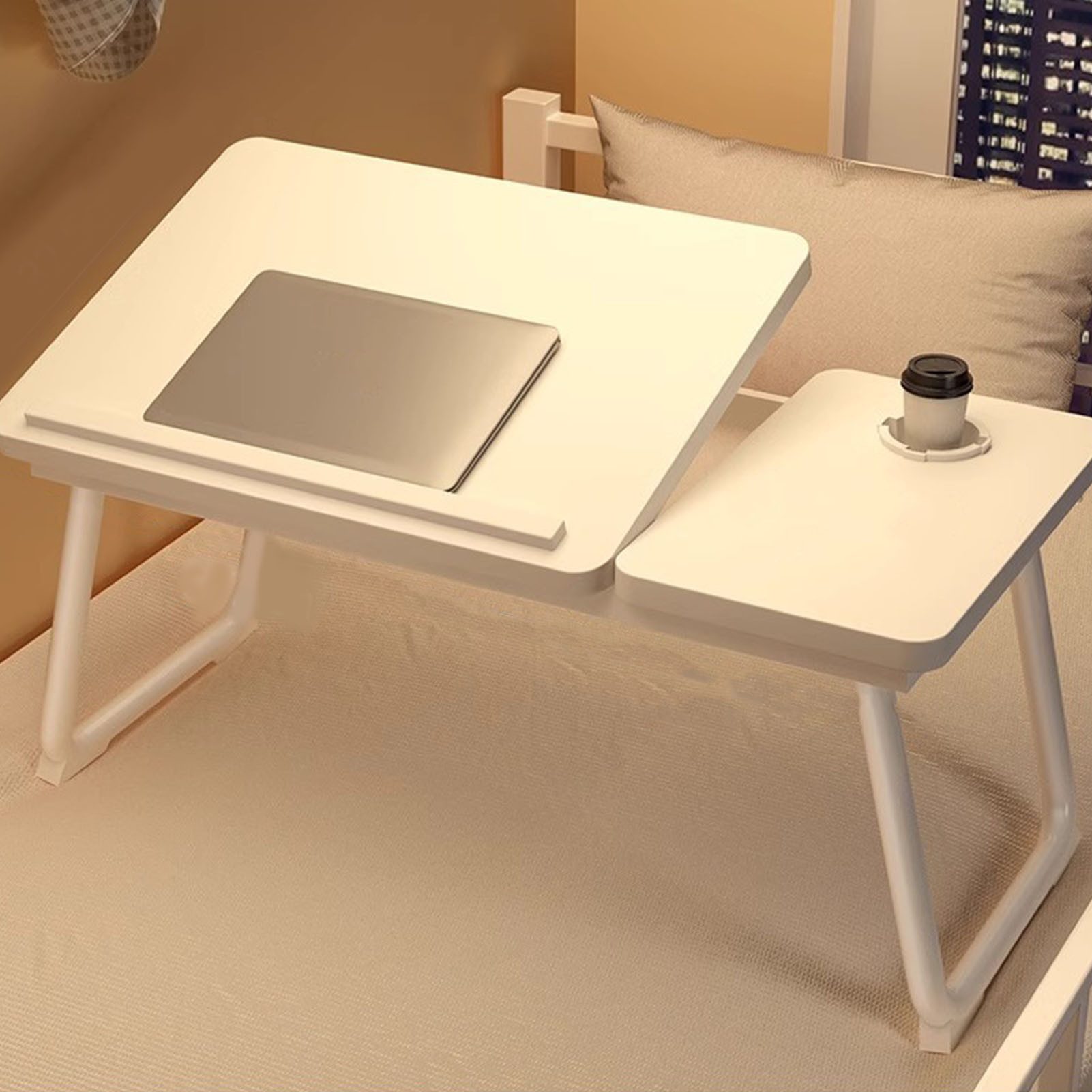 SURFOU Laptoptisch Betttisch Betttablett Stehtisch Klappbar Laptop Tisch für Bett Couch (Höhenverstellbarer Lese-/Frühstückstisch für Bett, 55,5x23,5x25 cm (HxBxT), Sofa & Boden – 0-36° Neigungswinkel, faltbar & platzsparend)