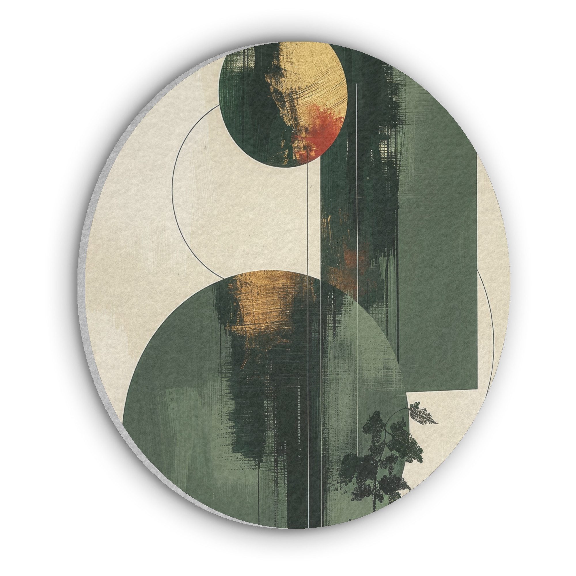 MuchoWow Gemälde Kunst - Kreise - Modern - Abstrakt, Fotodruck (1 St), Akustikpaneele rund, Schalldämmung, Akustikbilder 30x30 cm