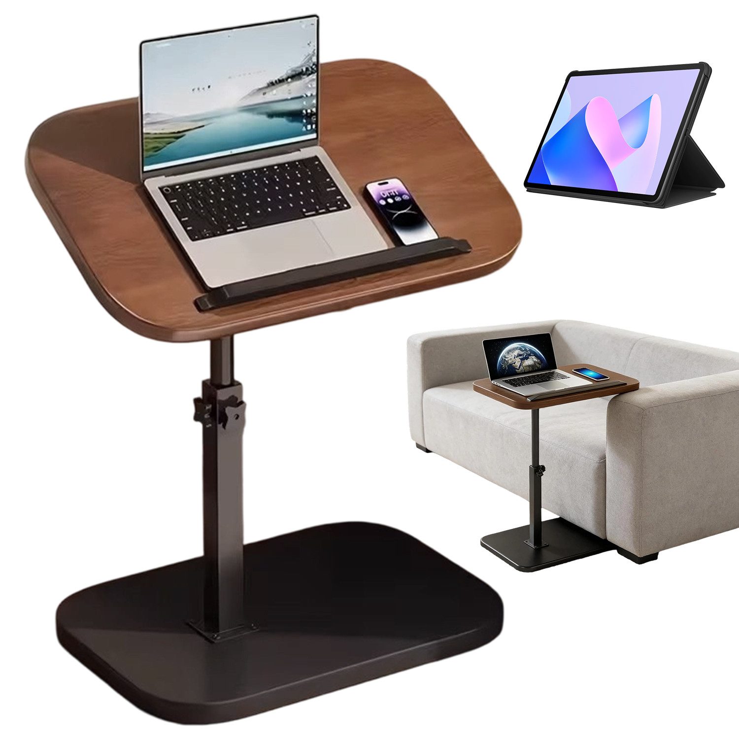 AKKEE Beistelltisch Sofa Klein Beistelltisch für Couch Sofatisch Couchtisch 360°-Drehung, 40 cm breit, Für Schlafsofa Badewanne