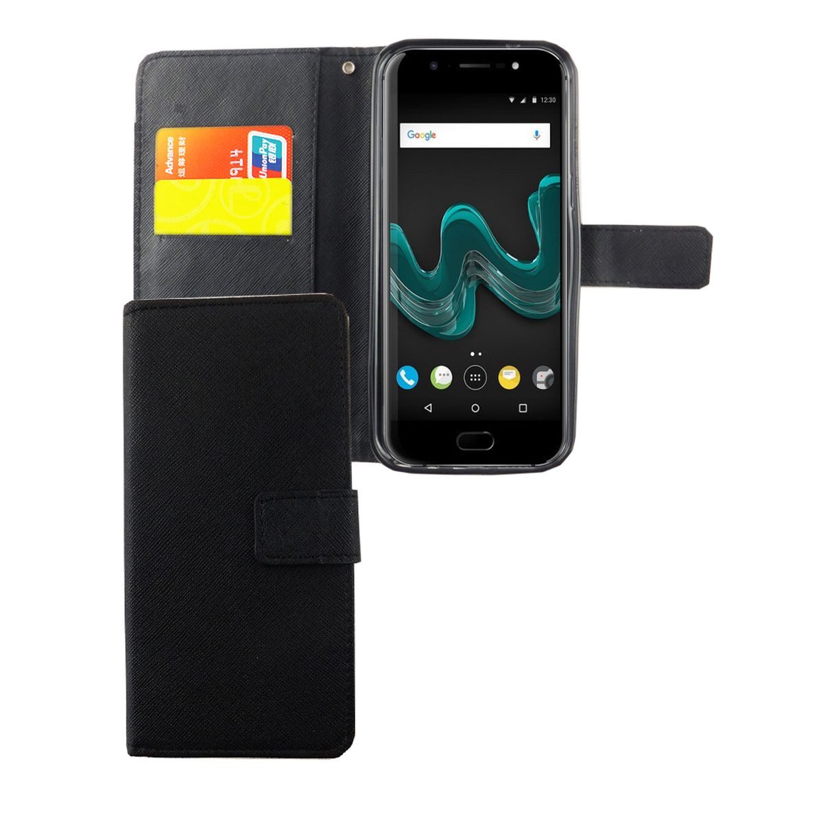 König Design Handyhülle Wiko Wim, Wiko Wim Handyhülle Bookcover Schwarz