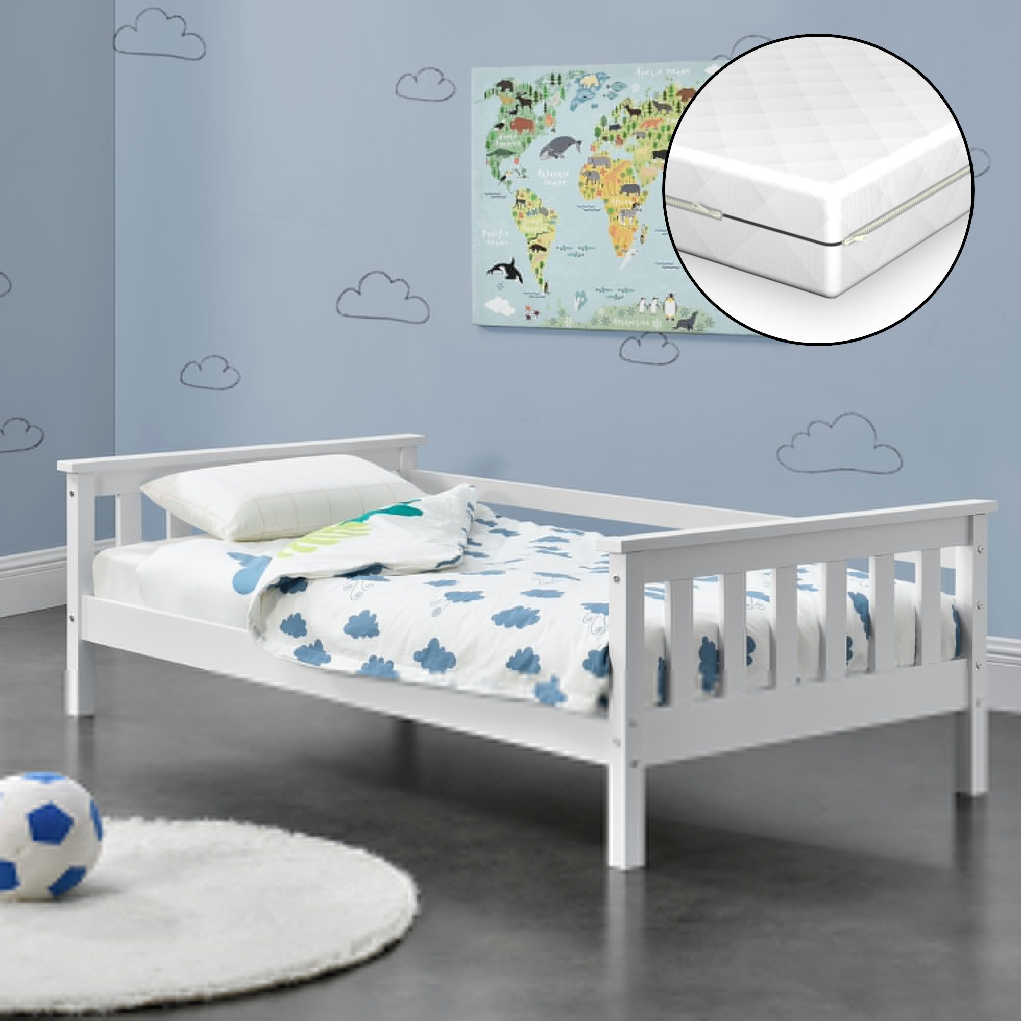 en.casa Kinderbett, »Nuuk« Holzbett mit Kaltschaummatratze günstig online kaufen