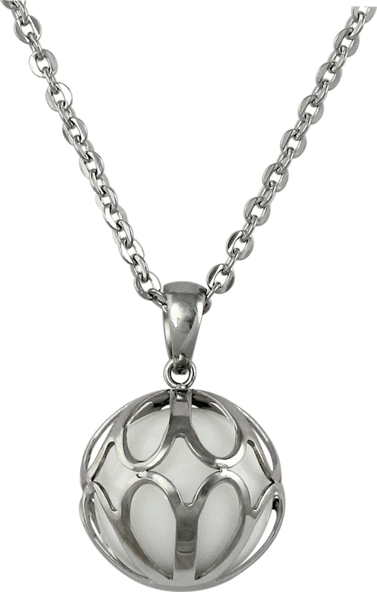 Amello Edelstahlkette Amello Kugel Ornament Halskette silber (Halsketten, H günstig online kaufen