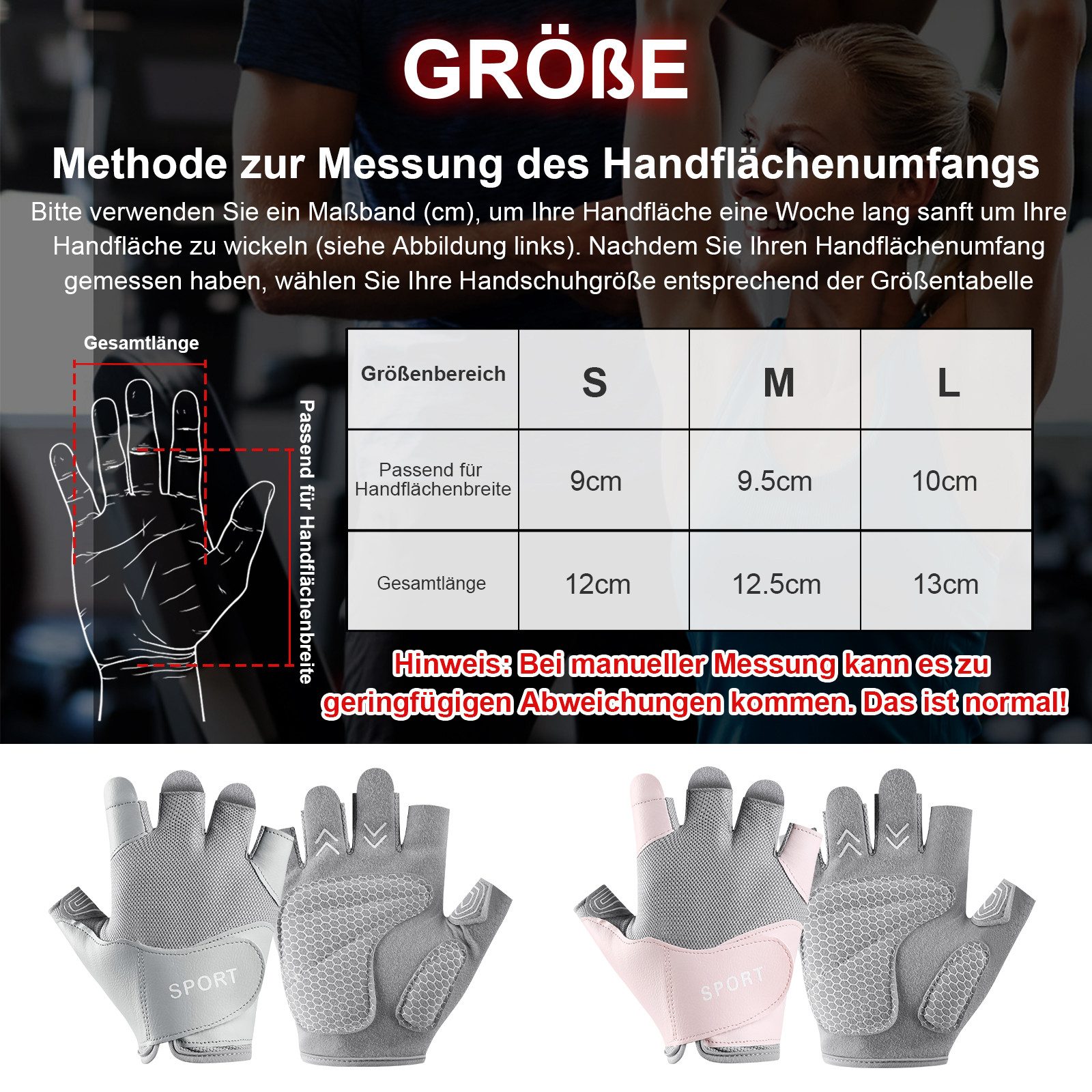 Sunicol Trainingshandschuhe Fitness Handschuhe, Anti-Rutsch, Federnde Reibu günstig online kaufen