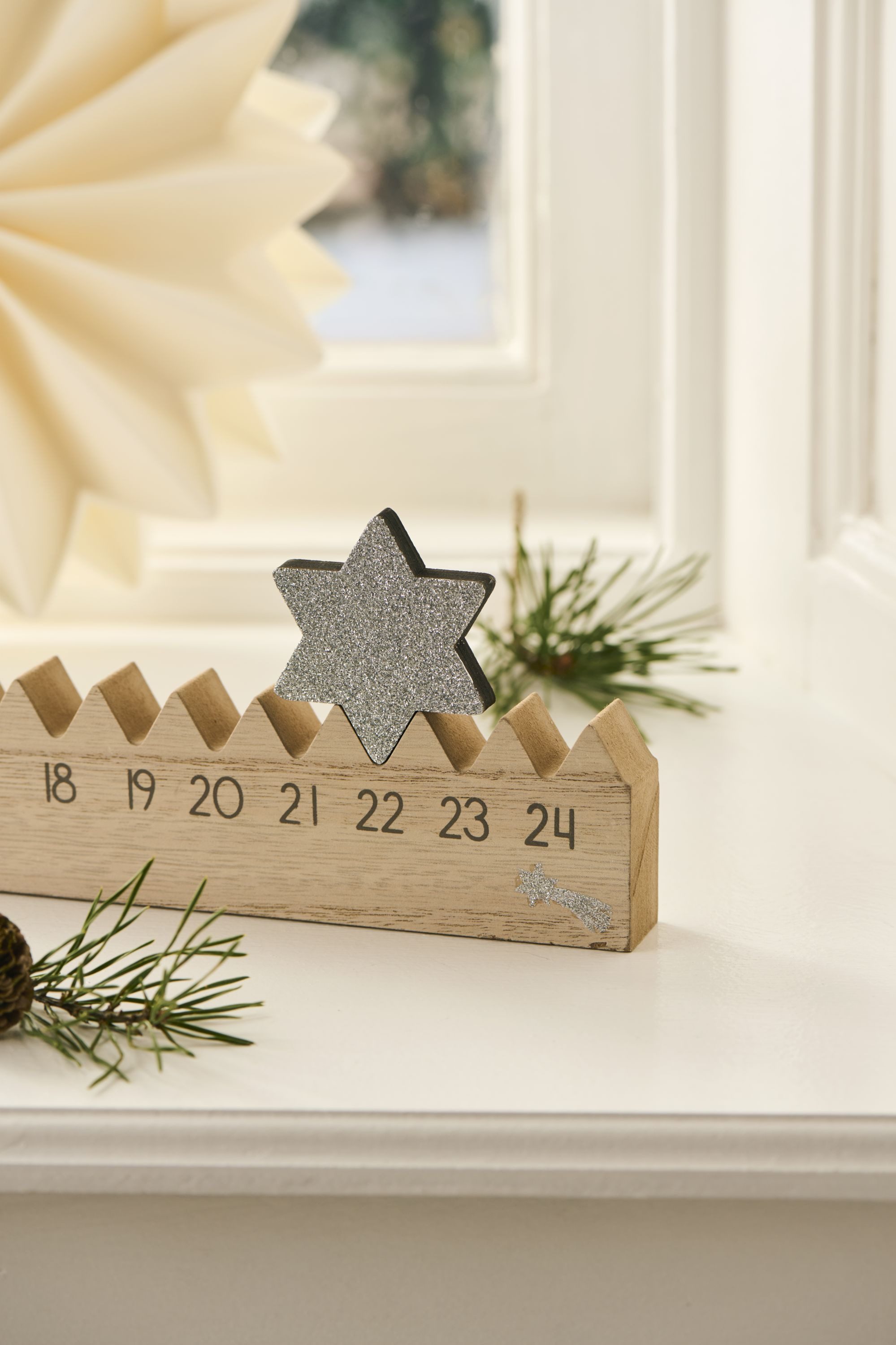 Ib Laursen Christbaumschmuck Ib Laursen - Adventskalender Weihnachtskalender Silberstern L50cm