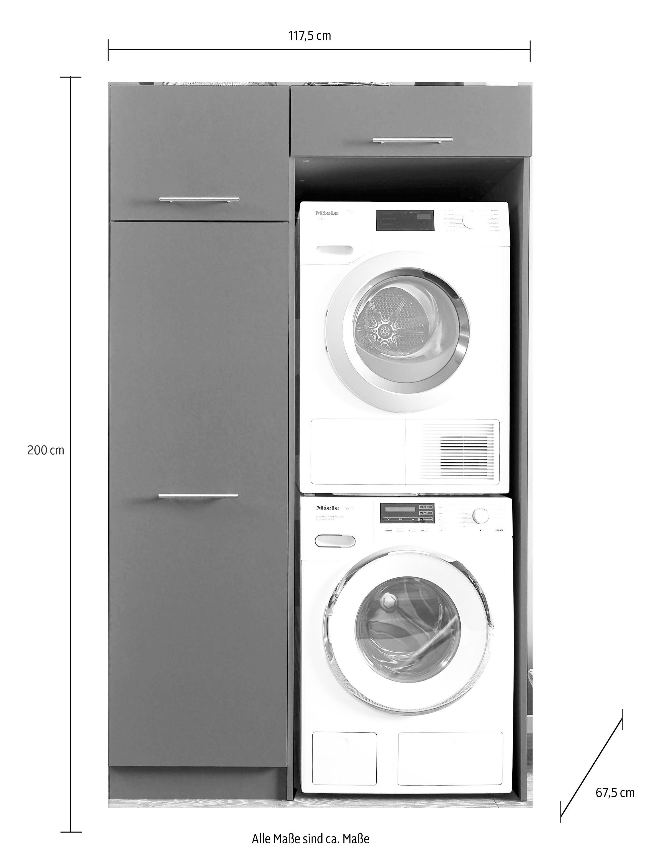 LAUNDREEZY Mehrzweckschrank-Set Laundreezy LDLK2, 117,5 anthrazit Breite cm