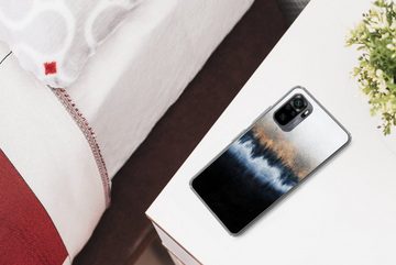 MuchoWow Handyhülle Abstrakt - Gold - Luxus - Blau, Phone Case, Handyhülle Xiaomi Redmi Note 10, Silikon, Schutzhülle