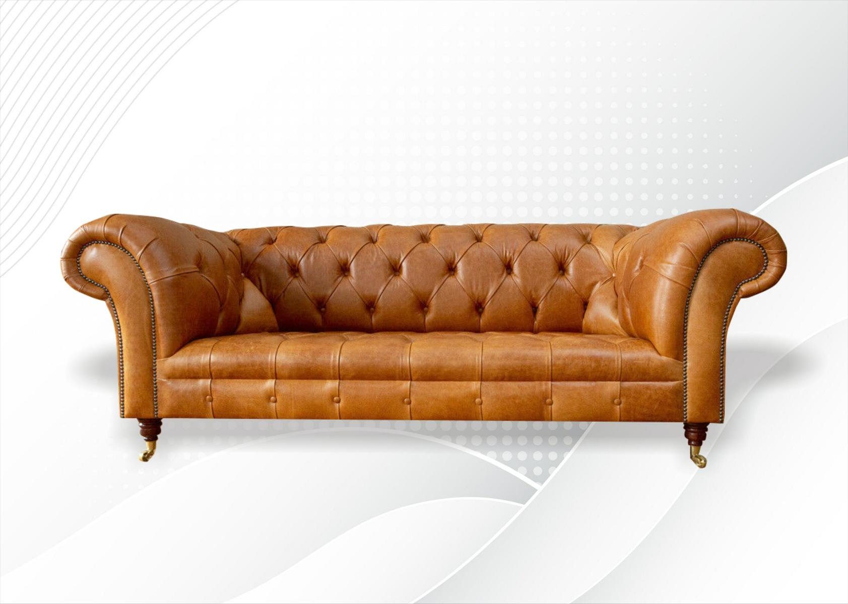 JVmoebel Chesterfield-Sofa Luxus Chesterfield Brauner Dreisitzer 3-er Couch Neu Design, Made in Europe