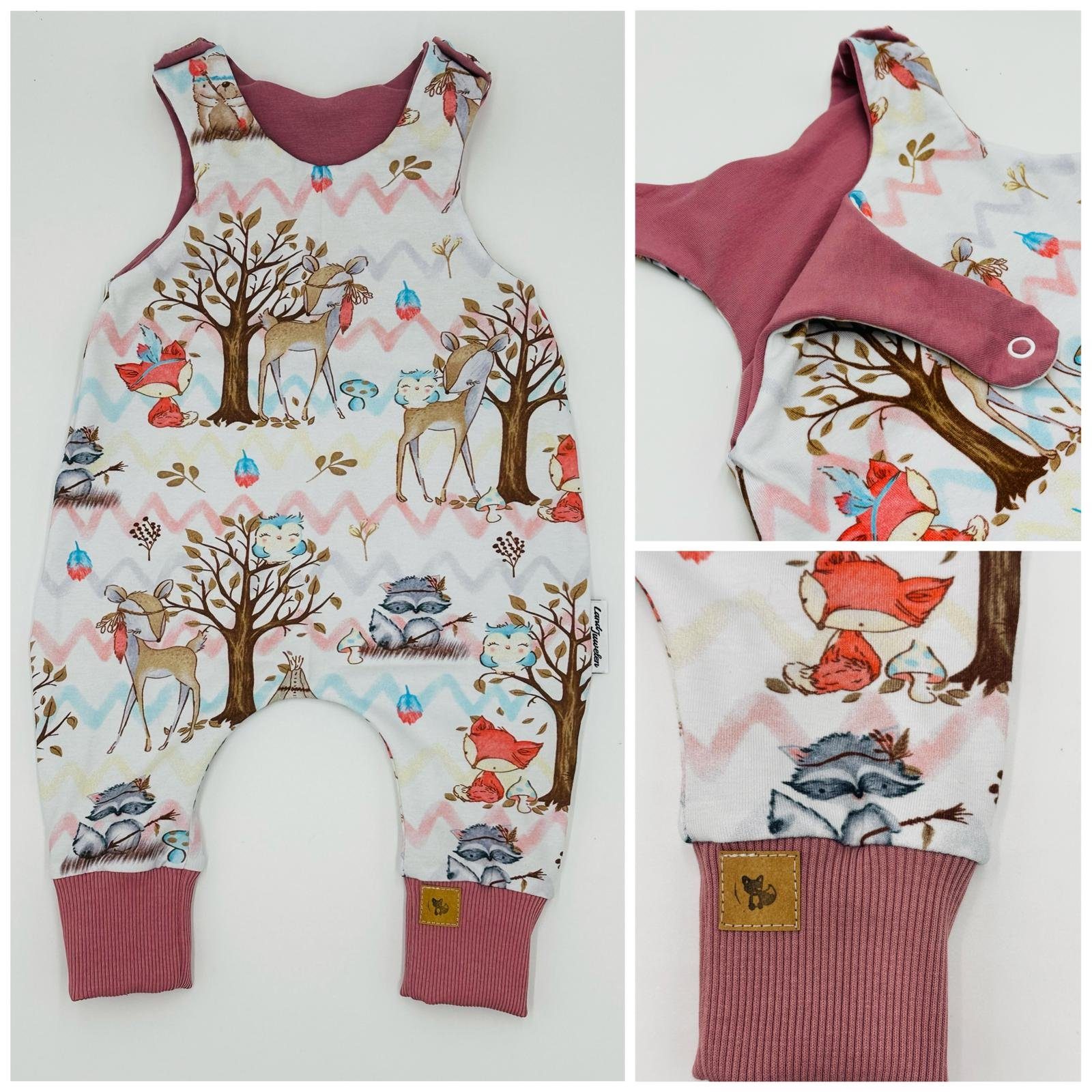 Strampler STRAMPLER BOHO WALDTIERE weiß altrosa