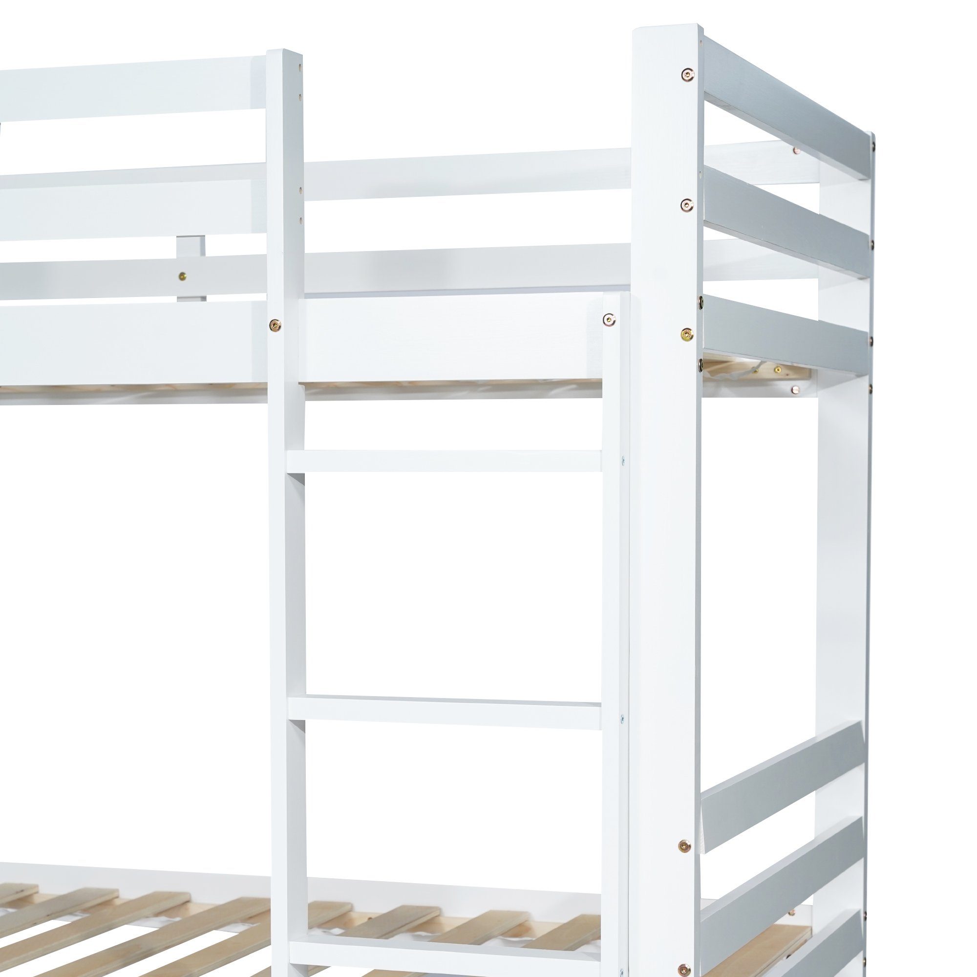 Etagenbett, Hochbett Kinderbett 90x200 cm mit Lattenrost, Leiter und Regale