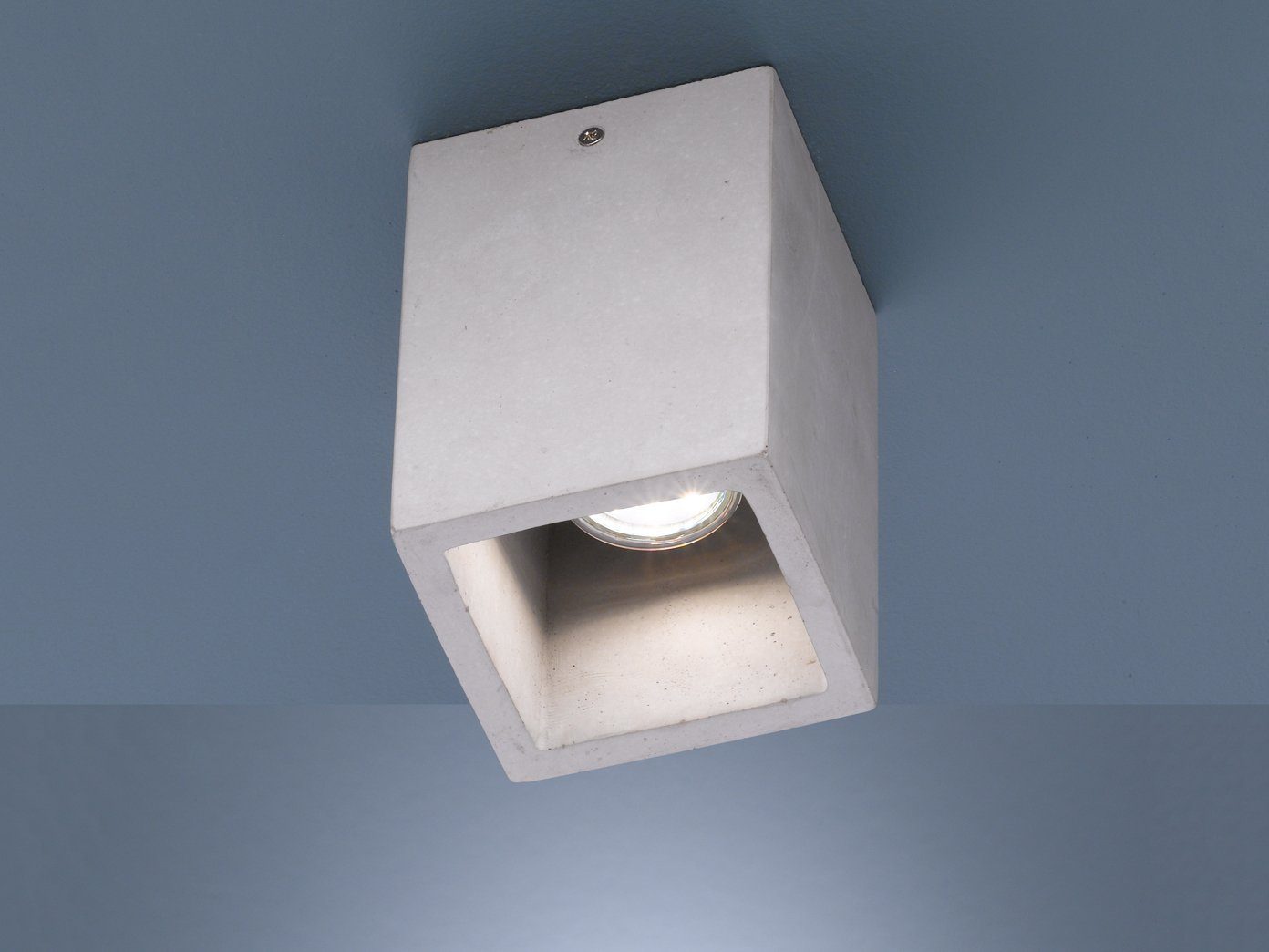 Beton-Lampe Höhe klein-e Warmweiß, LED Industrial Deckenstrahler Deckenleuchte, recht-eckig, 15cm meineWunschleuchte LED wechselbar,