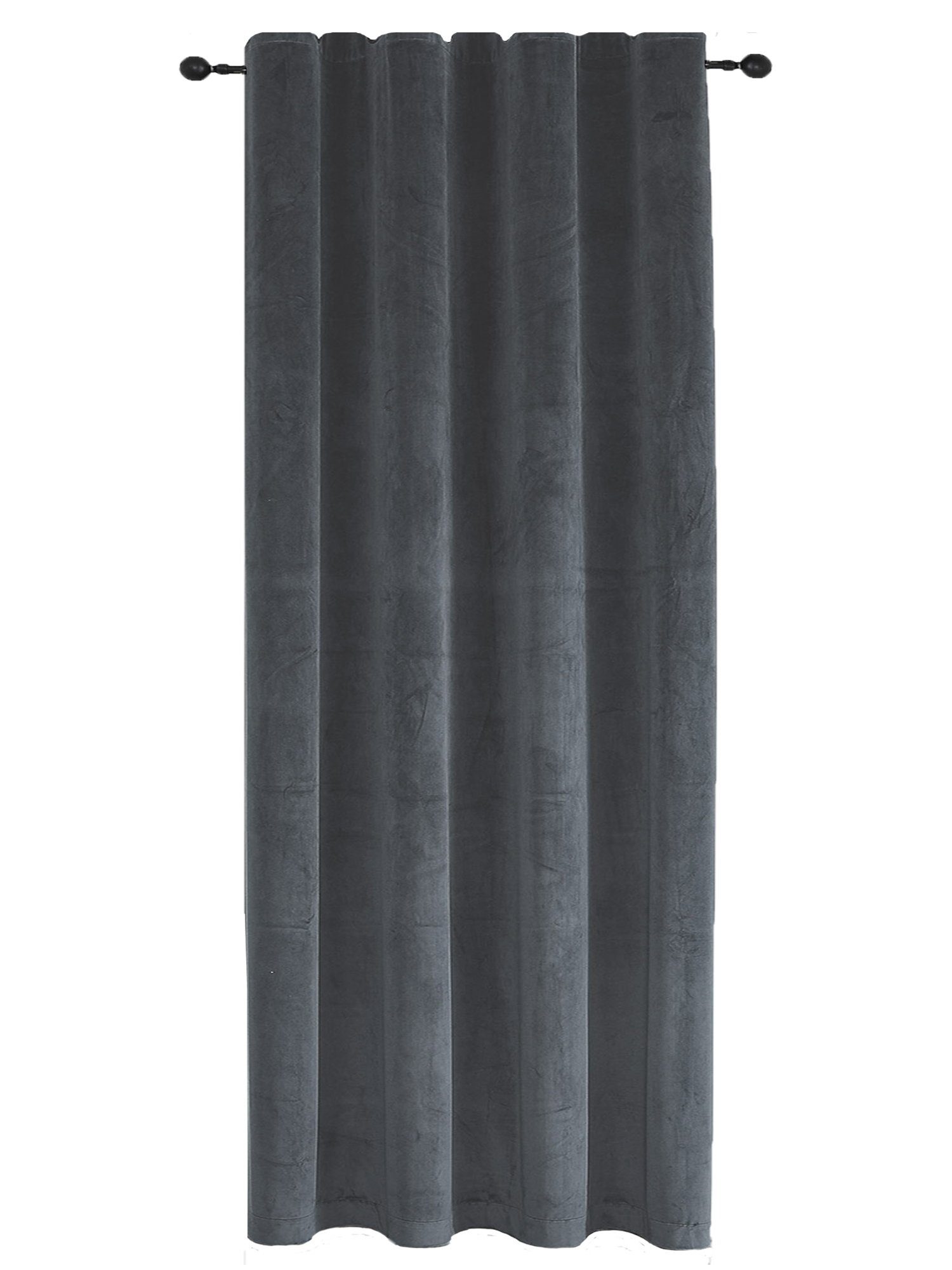 Gardine Vorhang Kräuselband Verdunkelung 140x245 cm Samt weich blickdicht, Haus und Deko, Kräuselband (1 St), Polyester Anthrazit