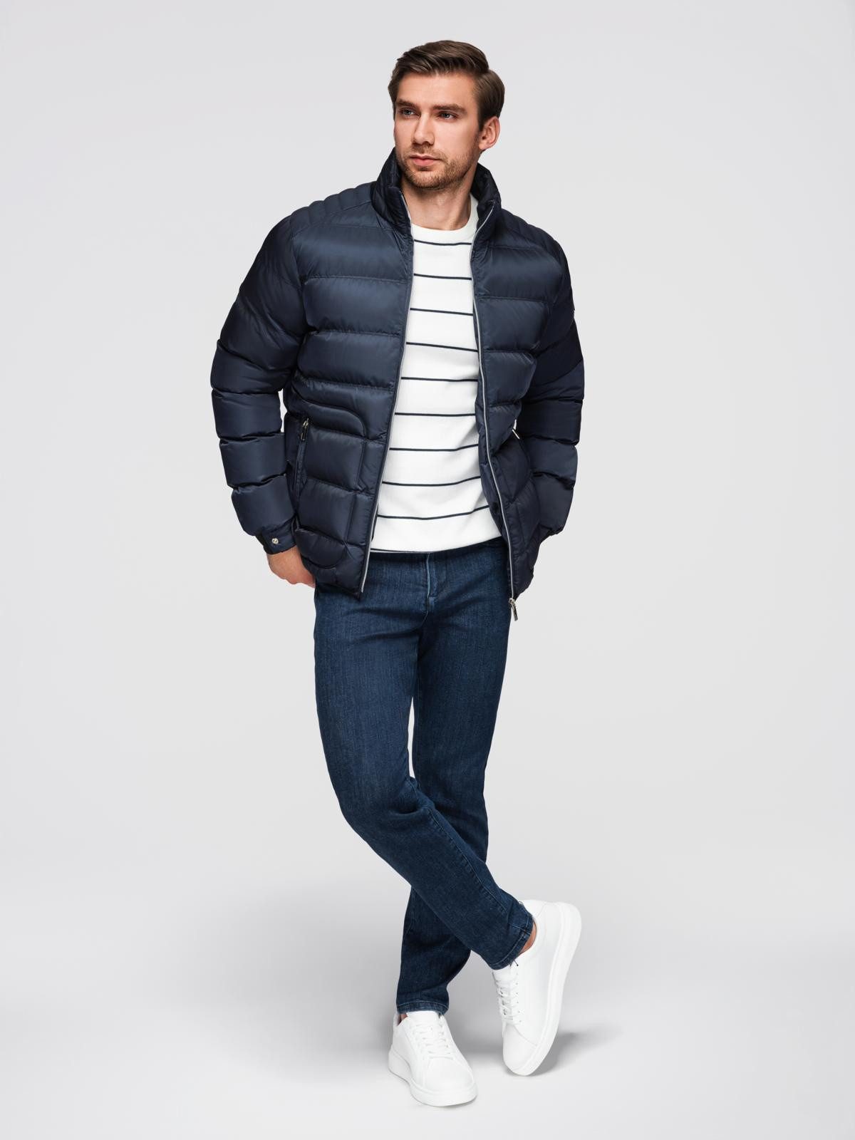 OMBRE Steppjacke Gesteppte Herrenjacke mit Glanz und Stehkragen