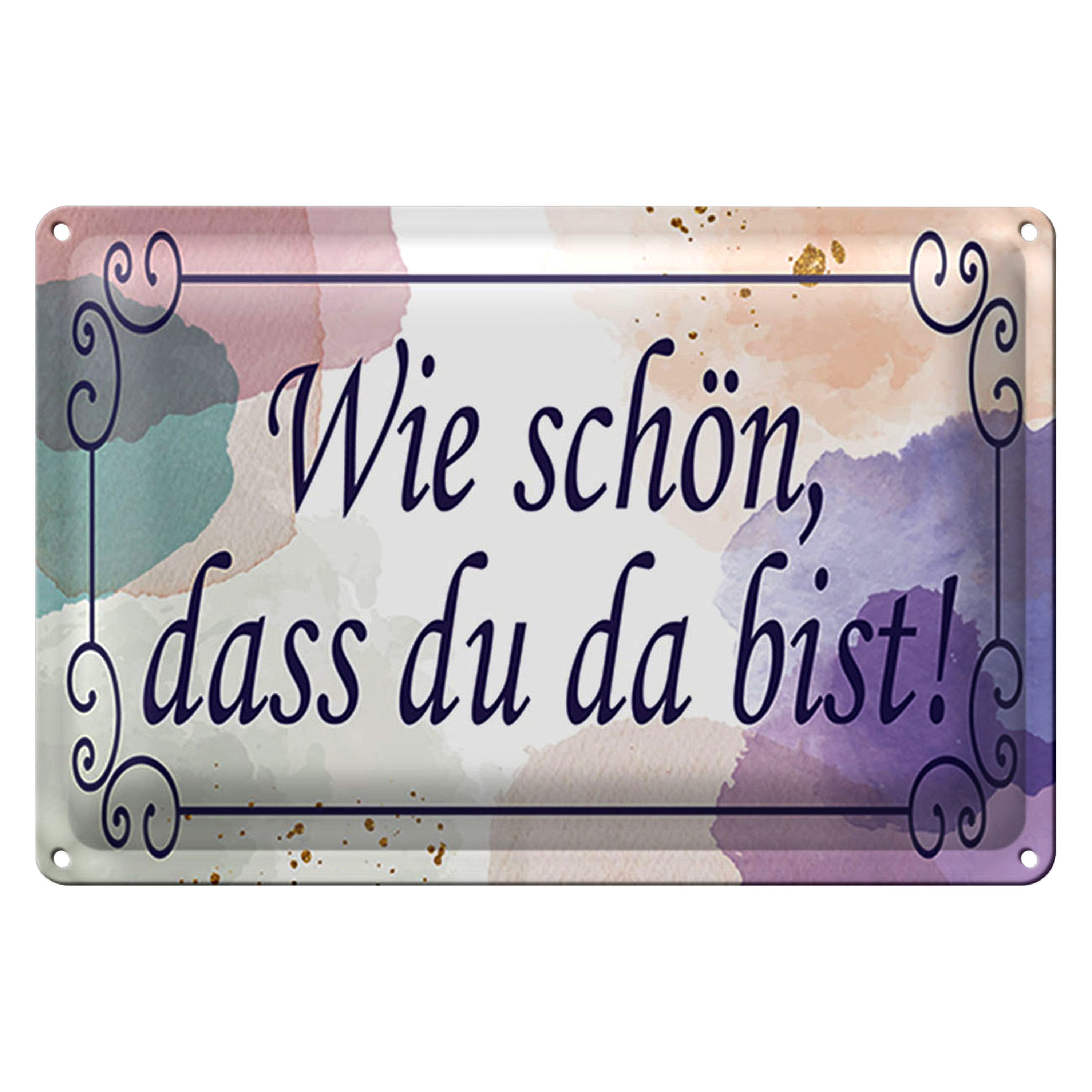 Roomando Metallschild Spruch 18x12cm wie schön dass du da bist