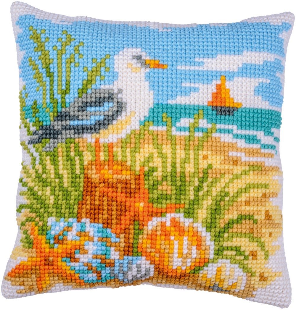 Vervaco Kreativset Vervaco borduurpakket voor kussen "Oceaanbries", 40x40 cm, (embroidery kit by Marussia)