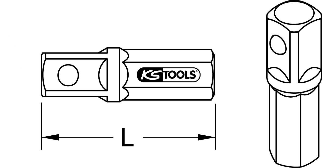 Vierkant-Adapter, Ratschenringschlüssel 1/4" für KS Tools Bitratschenschlüssel