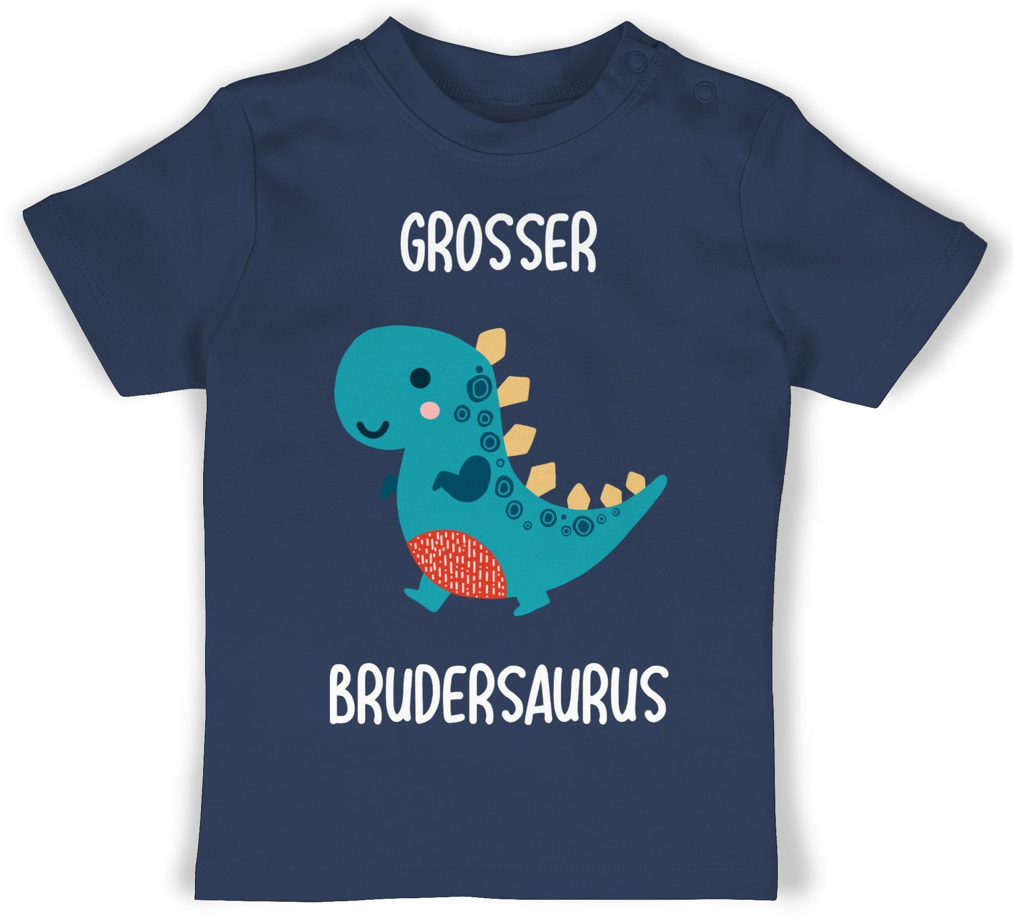Shirtracer Geschwister Bruder und Schwester Baby T-Shirt Langarm Großer Brudersaurus 