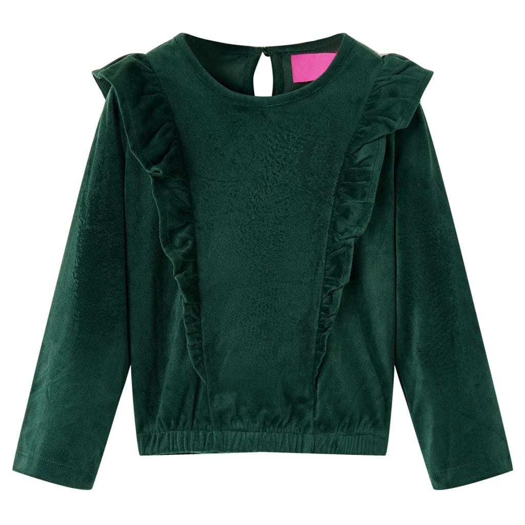 Rüschenbluse Kinderbluse mit Rüschen Dunkelgrün 92
