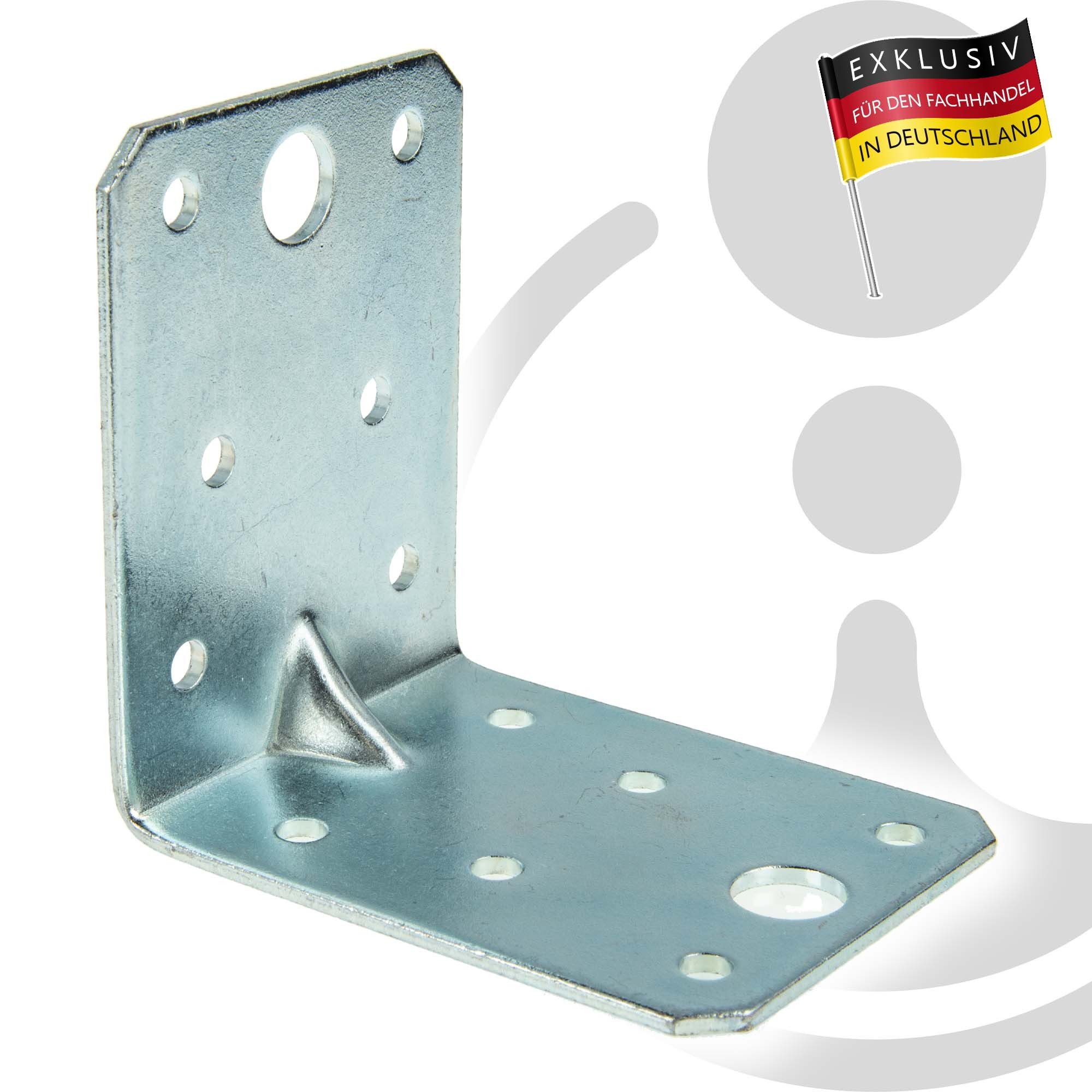 MASTERPROOF PROFESIONAL Winkelverbinder Lochplattenwinkel-Set 70 mm x 70 mm x 55 mm x 2,5 mm, 4-teilig