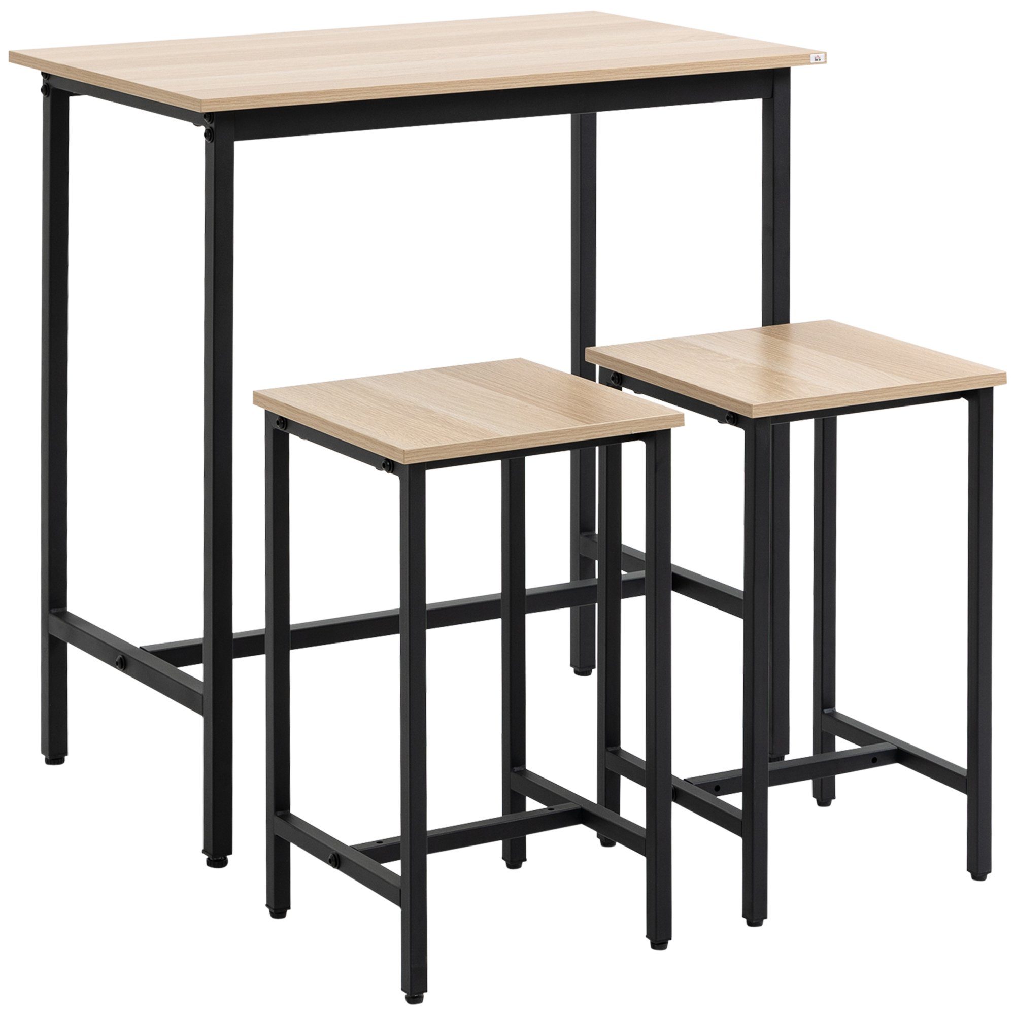 Sitzgruppe Bartisch-Set Industrie-Design, 3-teilig, Tisch, 2 im Hocker HOMCOM 1