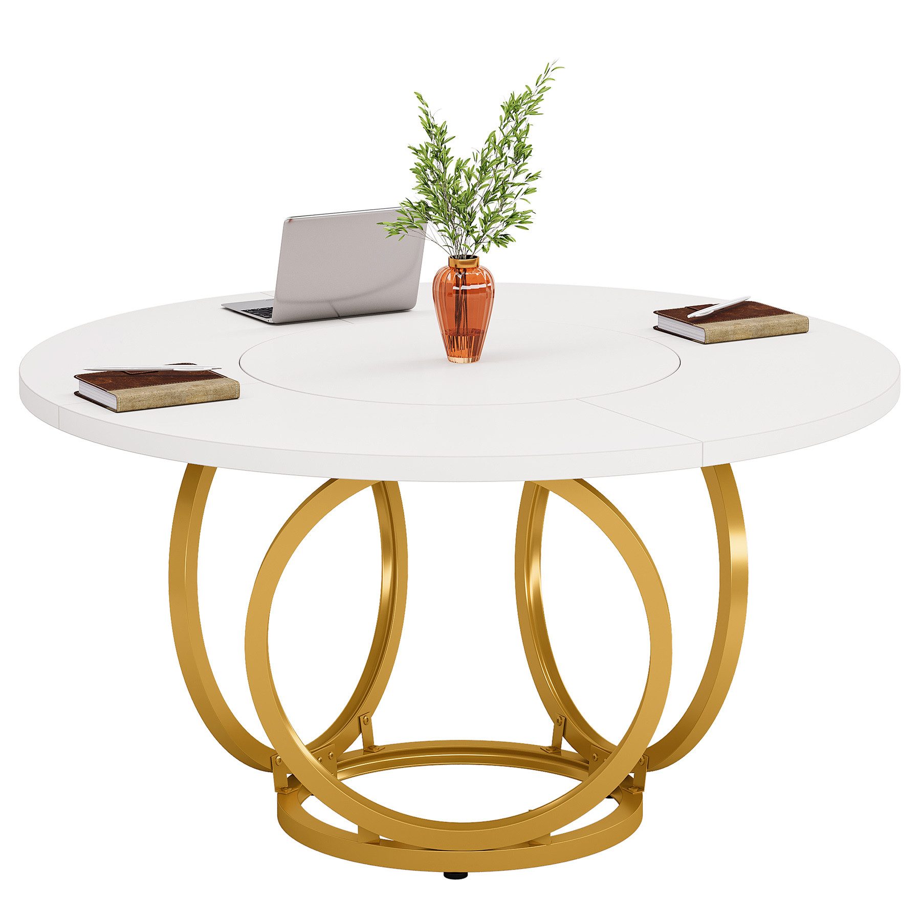 Tribesigns Esstisch 120 cm Runder Esstisch für 4 Weißer Küchentisch mit gol günstig online kaufen