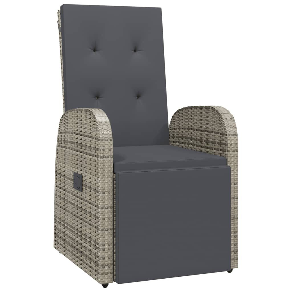 vidaXL Gartensessel, Outdoor Кресла Verstellbar mit Kissen Grau Poly Rattan